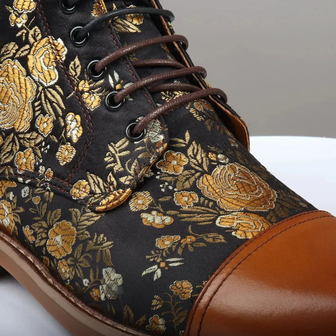 Adam Floral Print Oxford Ankle Boots