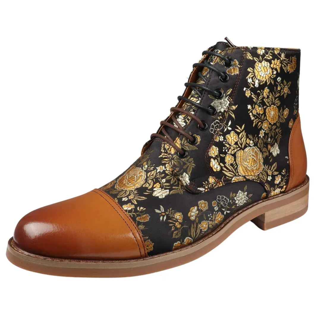 Adam Floral Print Oxford Ankle Boots