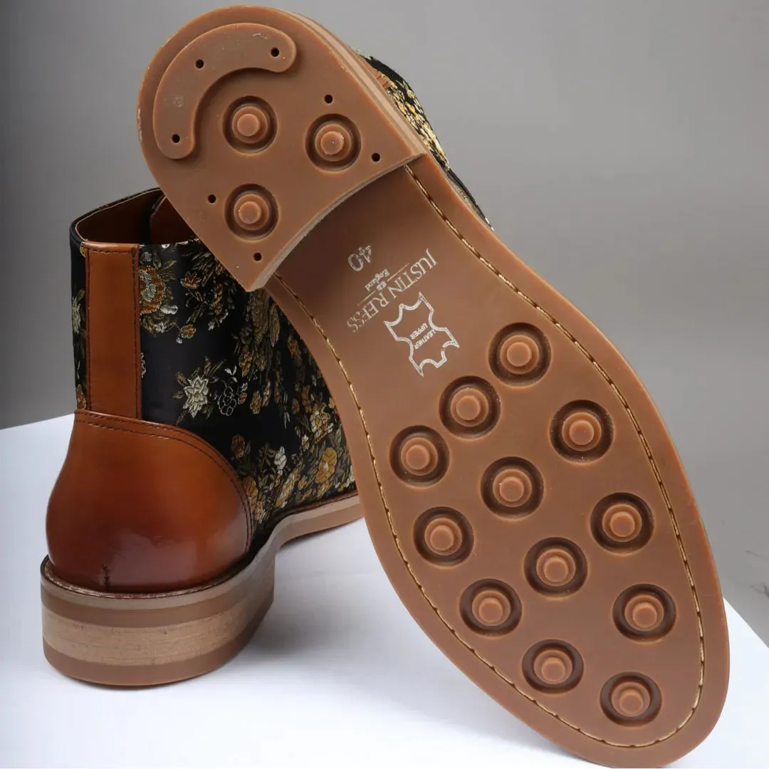 Adam Floral Print Oxford Ankle Boots