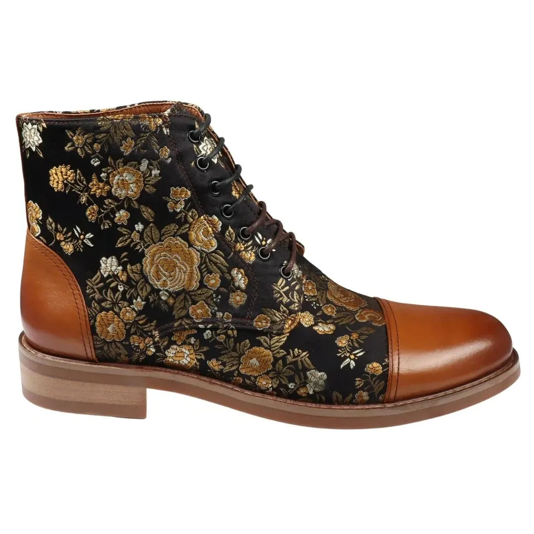Adam Floral Print Oxford Ankle Boots