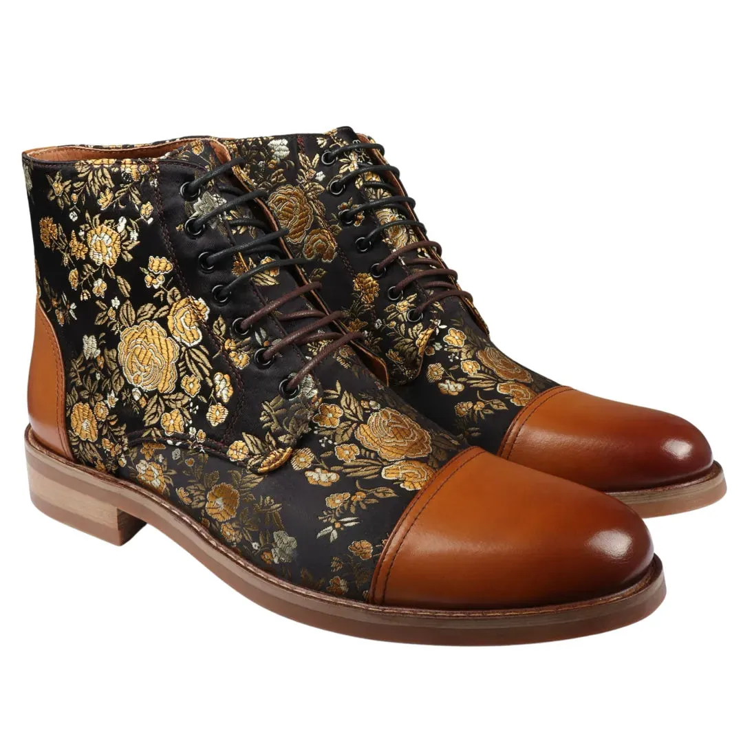 Adam Floral Print Oxford Ankle Boots