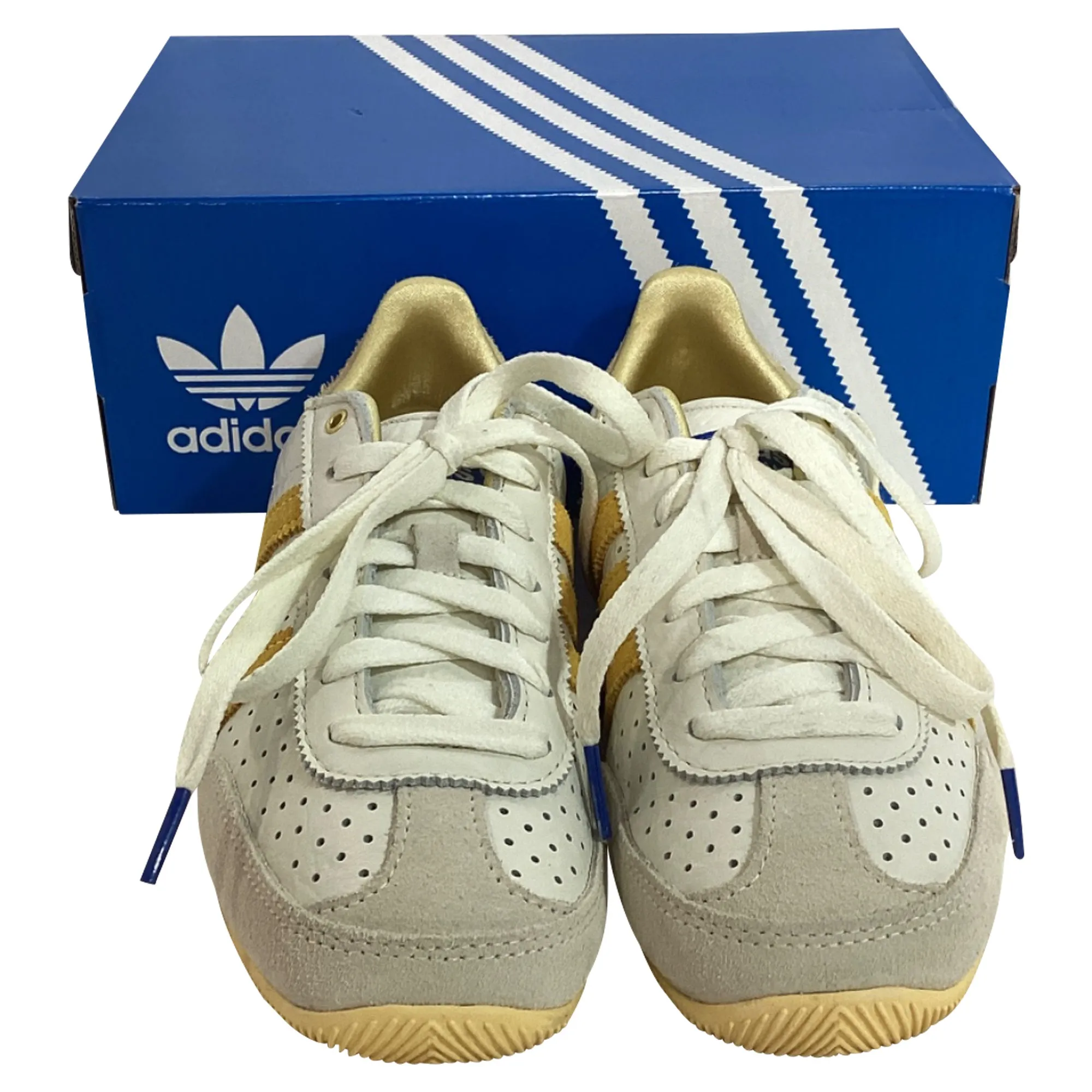 Adidas Japan Off-White Spark Sneakers in White Leather and Suede