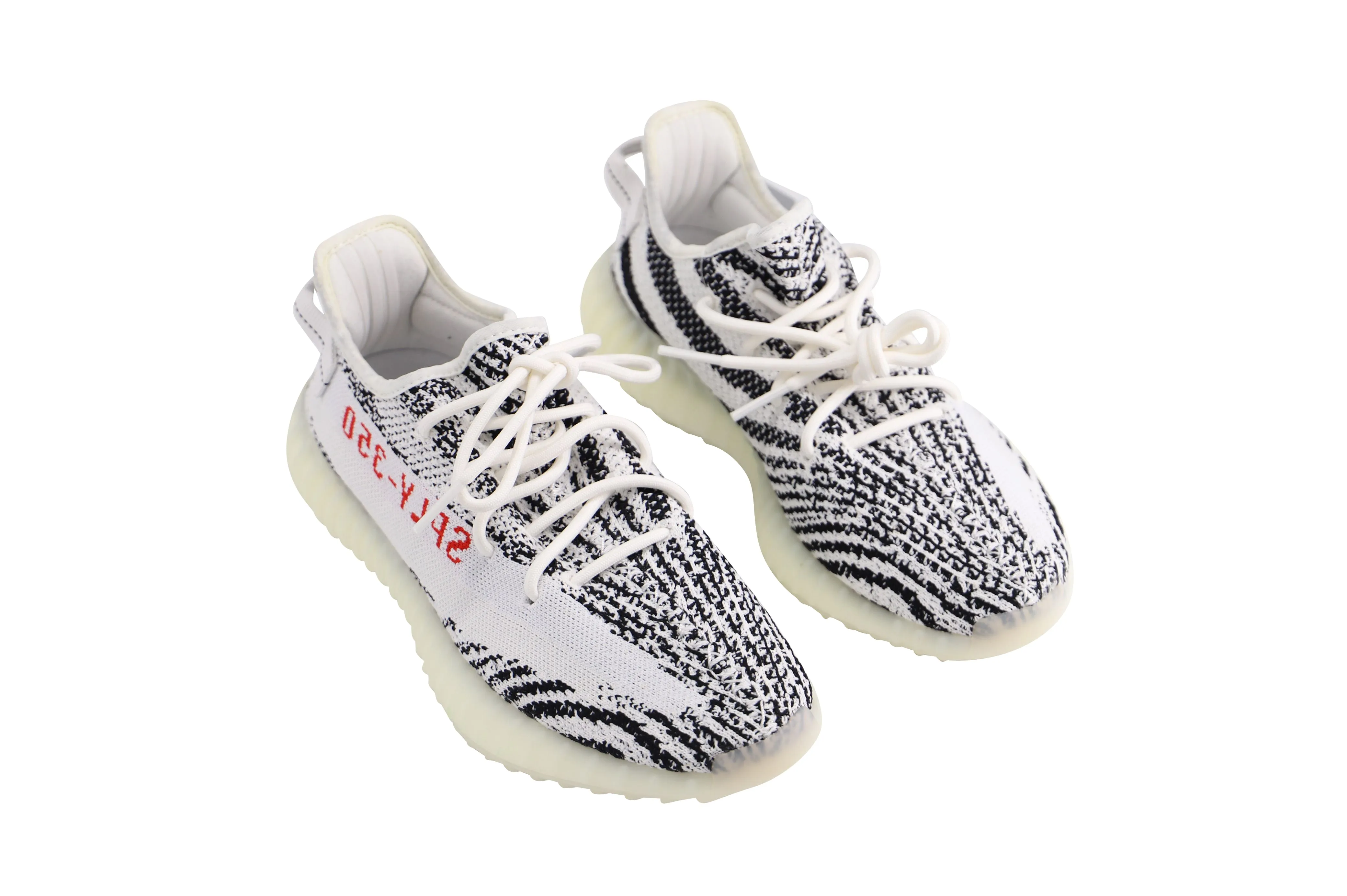 Adidas Yeezy Boost 350 V2 Zebra Sneakers in White Cotton