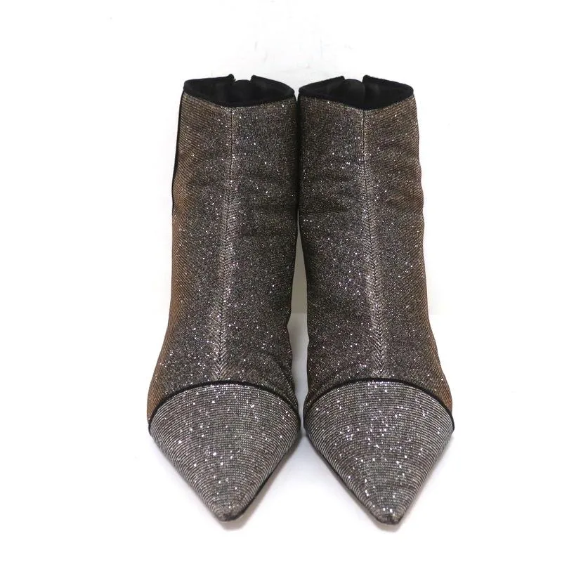 Alexandre Birman Ankle Boots Kittie Silver/Gold Metallic Lurex Booties Size 36.5