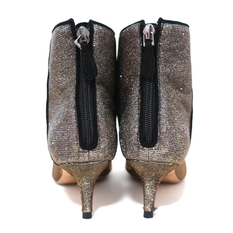 Alexandre Birman Ankle Boots Kittie Silver/Gold Metallic Lurex Booties Size 36.5