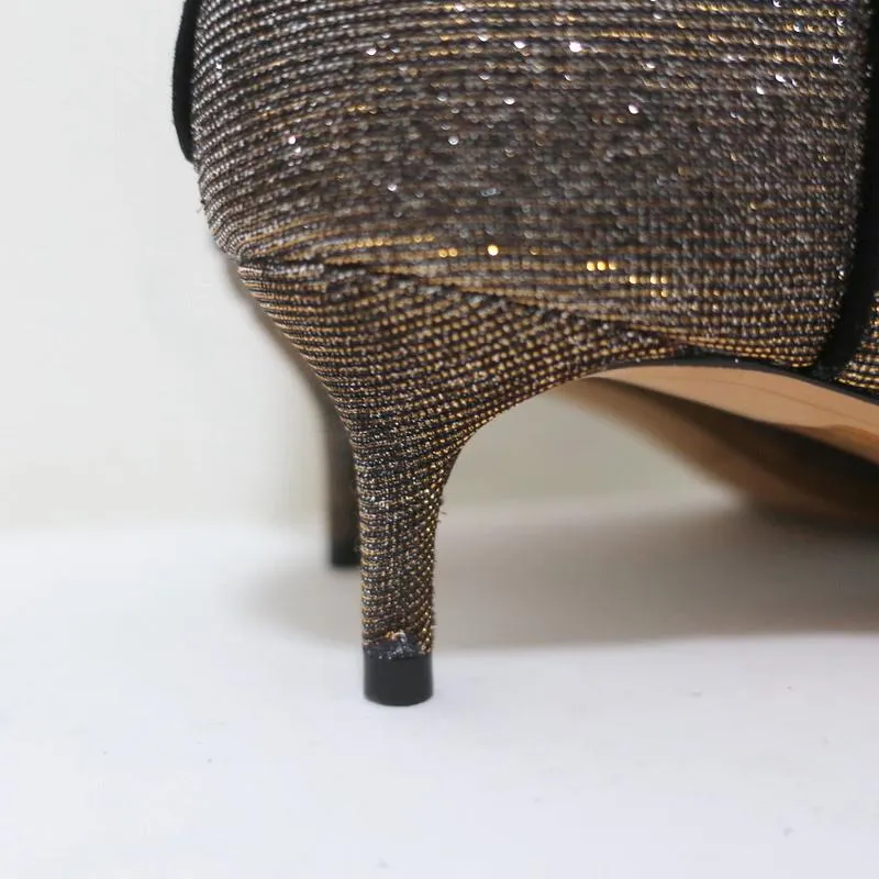 Alexandre Birman Ankle Boots Kittie Silver/Gold Metallic Lurex Booties Size 36.5
