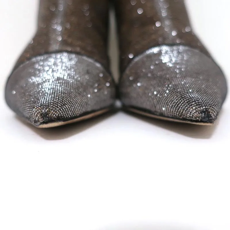 Alexandre Birman Ankle Boots Kittie Silver/Gold Metallic Lurex Booties Size 36.5