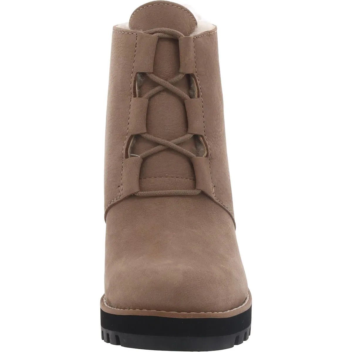 Alpine Womens Lamb Fur Ankle Wedge Boots