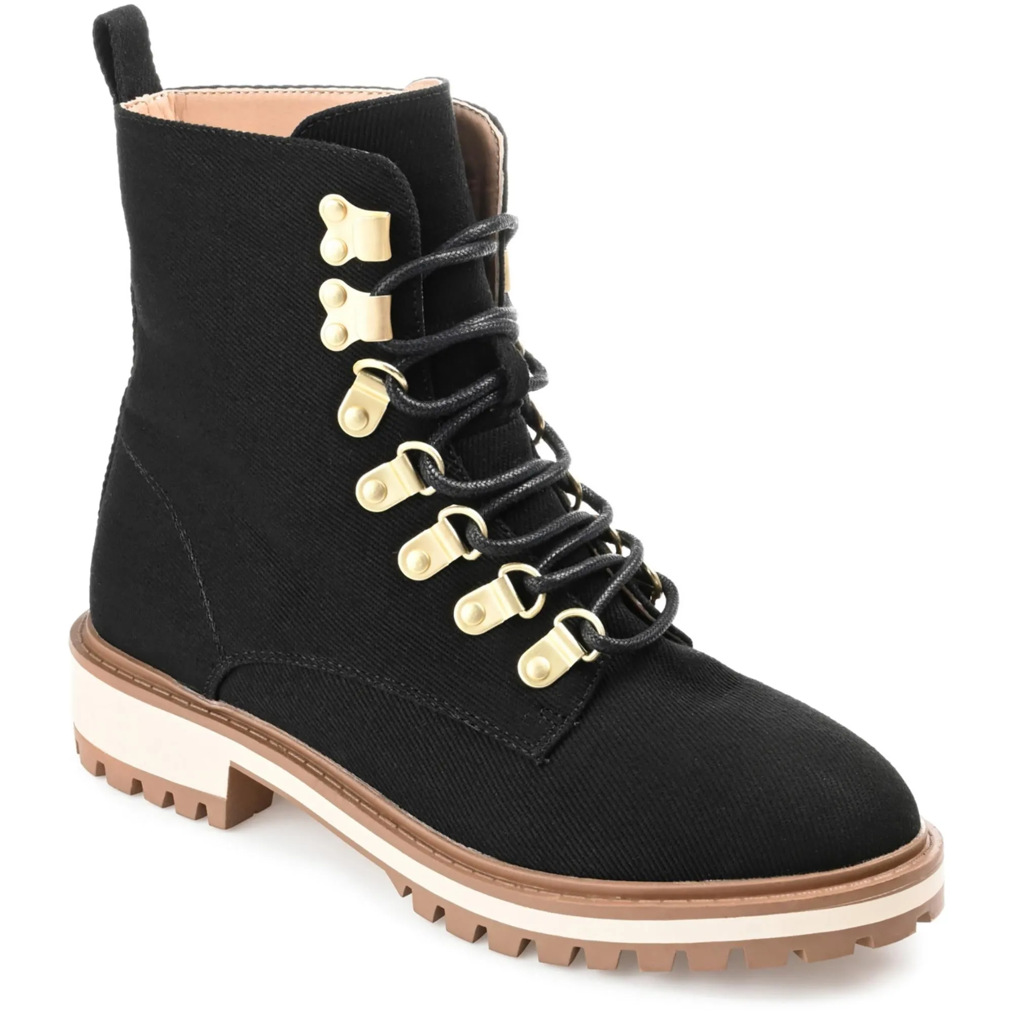 Aryann Womens Cushioned Footbed Man Made Combat & Lace-Up Boots