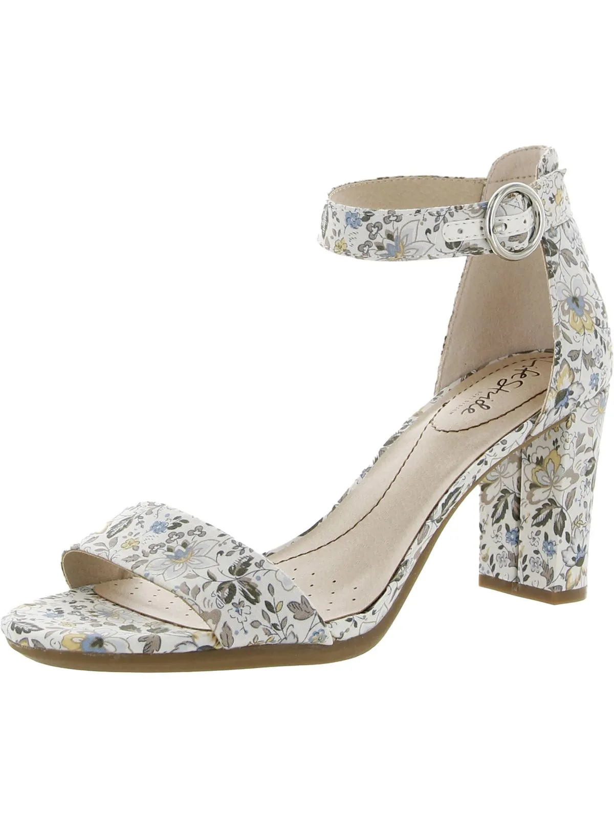 Averly Womens Faux Leather Open Toe Heels