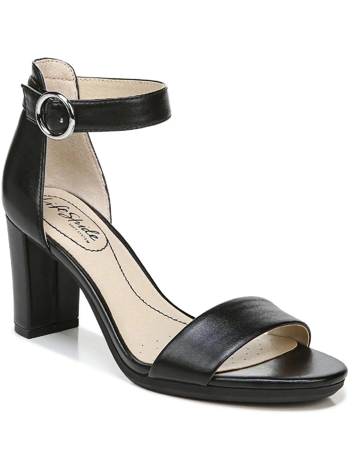 Averly Womens Faux Leather Open Toe Heels