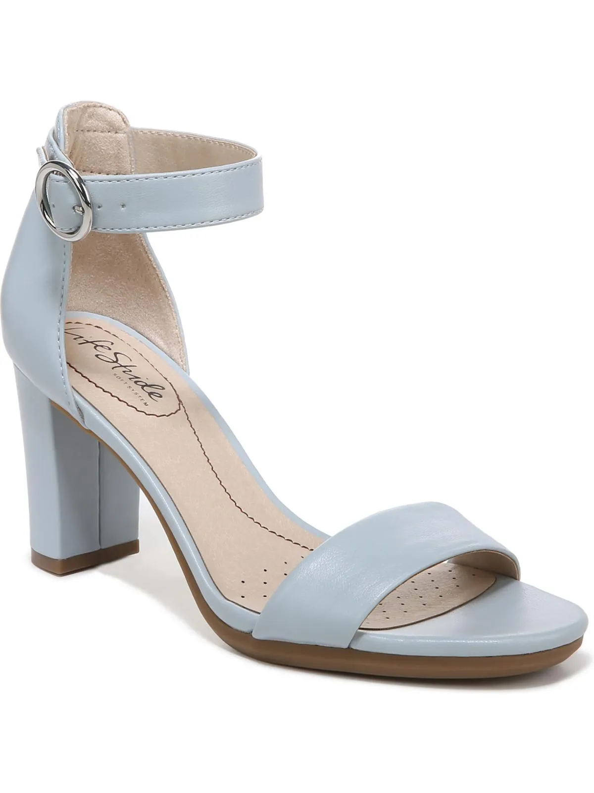 Averly Womens Faux Leather Open Toe Heels