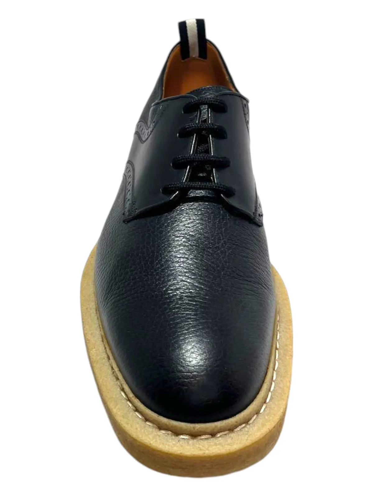 Bally Nek 6222929 Men's Black Perforated Deer Grained Leather Shoe