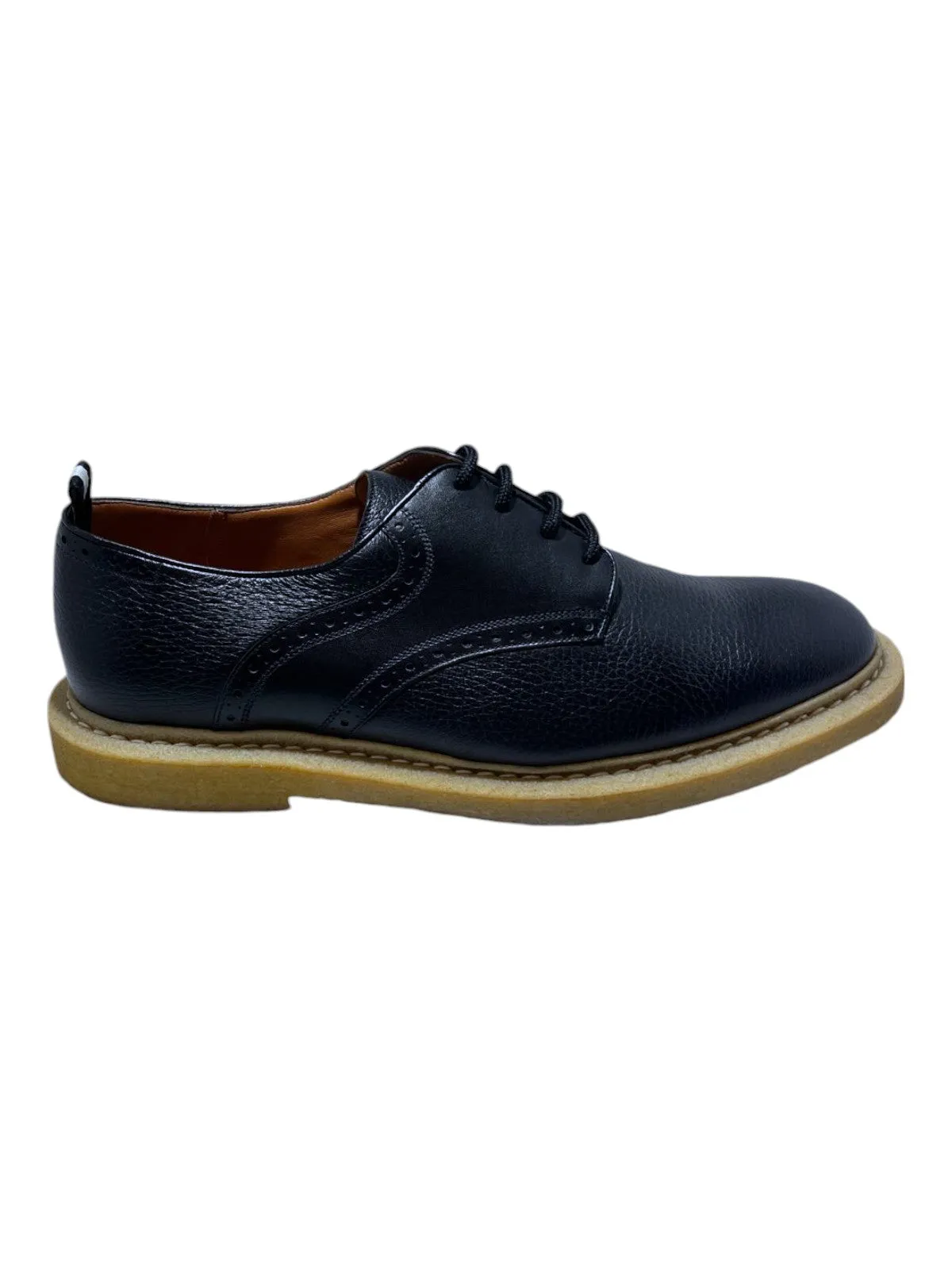 Bally Nek 6222929 Men's Black Perforated Deer Grained Leather Shoe
