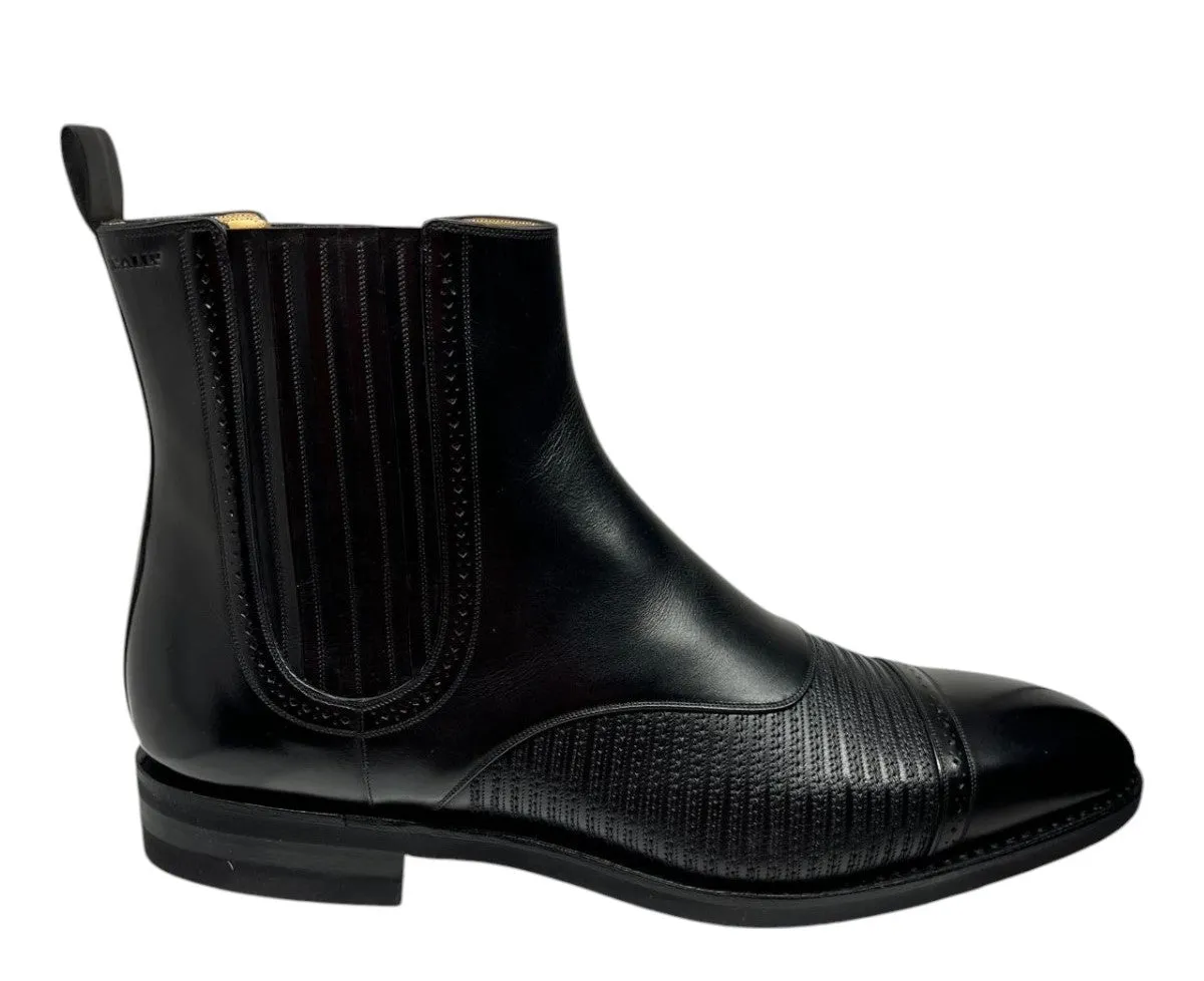 Bally Skirian 6239825 Men's Black Calf Plain Leather Chelsea Boots