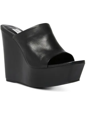 Barona Womens Leather Platform Wedge Sandals