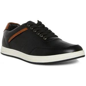 Bassil Mens Faux Leather Perforated Casual And Fashion Sneakers