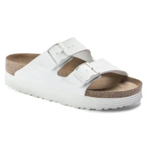 Birkenstock Arizona 1018581 Slide Sandals Women's White Grooved Platform NR9231