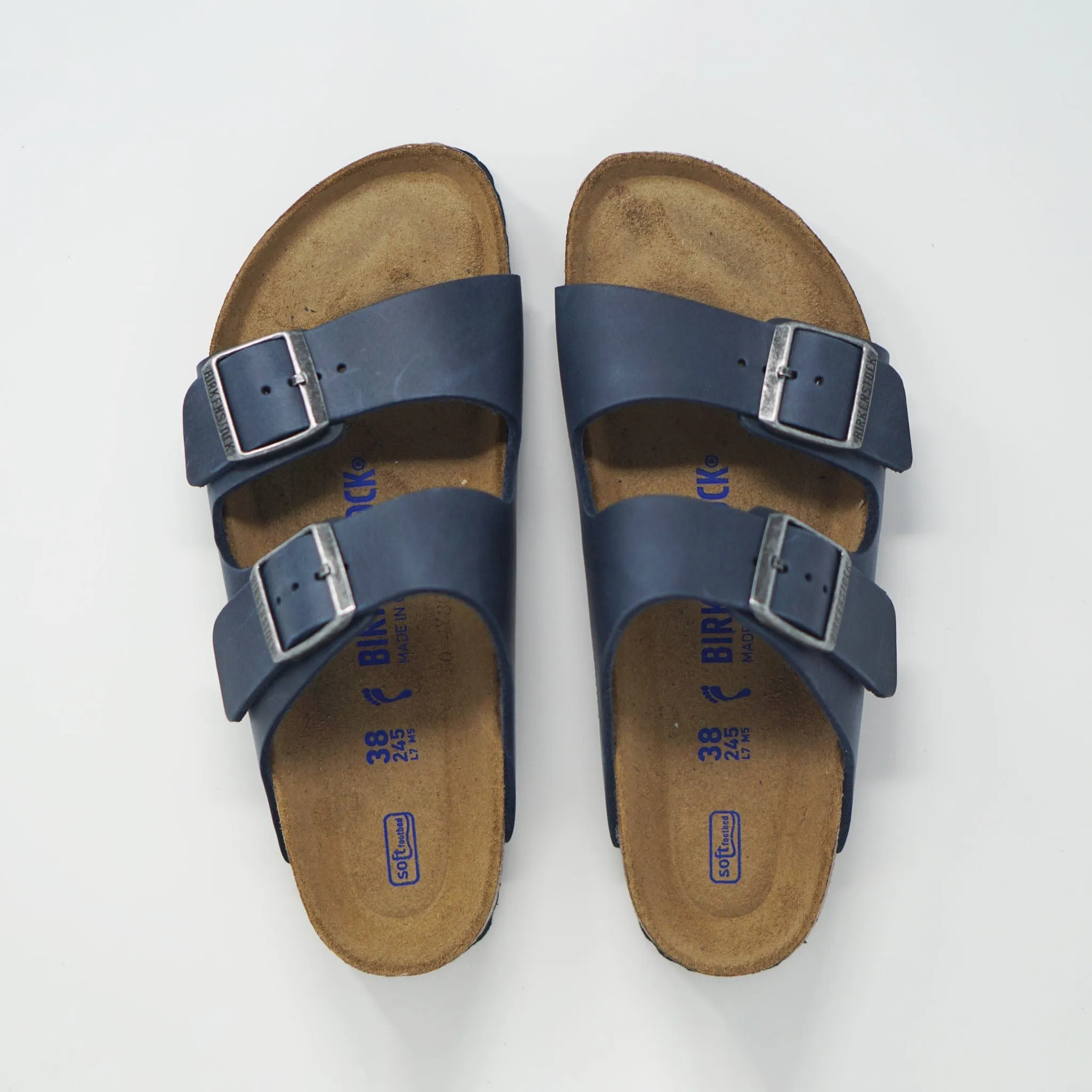 Birkenstock Arizona Narrow Soft Footbed Oiled Leather Blue