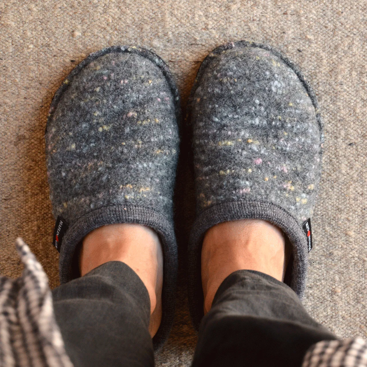 Boiled Wool Slippers - Flair Enjoy - Grey Multi (Adults 36-46)