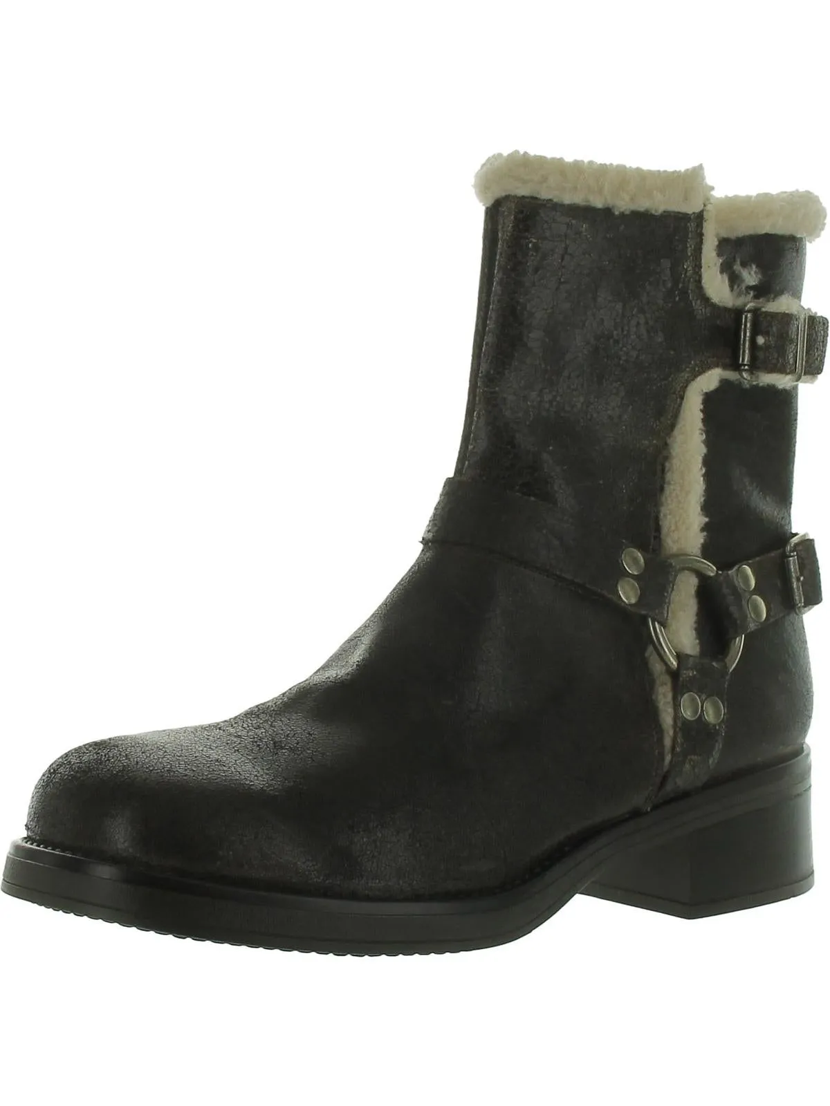 BRIXTON Womens Leather Half Calf Motorcycle Boots