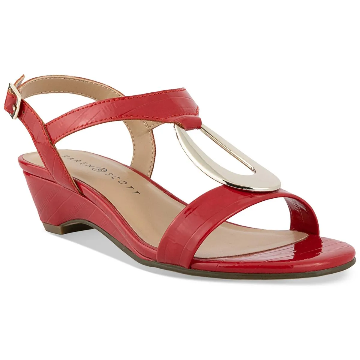 Carmeyy Womens Open Toe Embellished Wedge Sandals