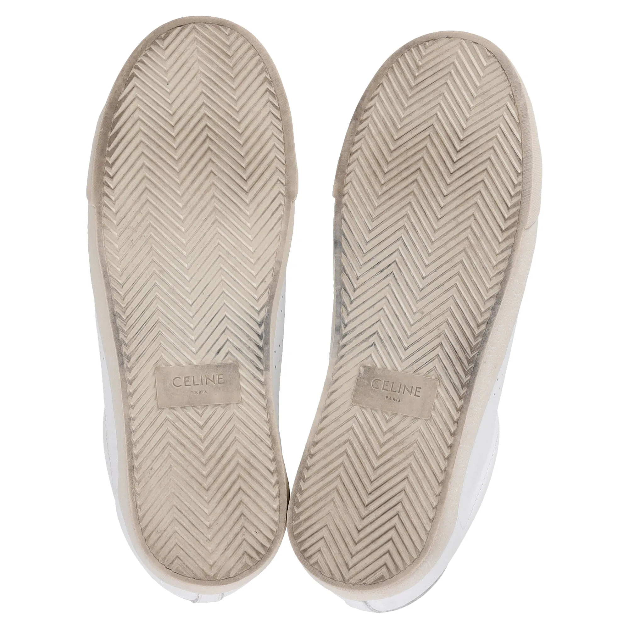Celine Triomphe Low-Top Sneakers in White Leather