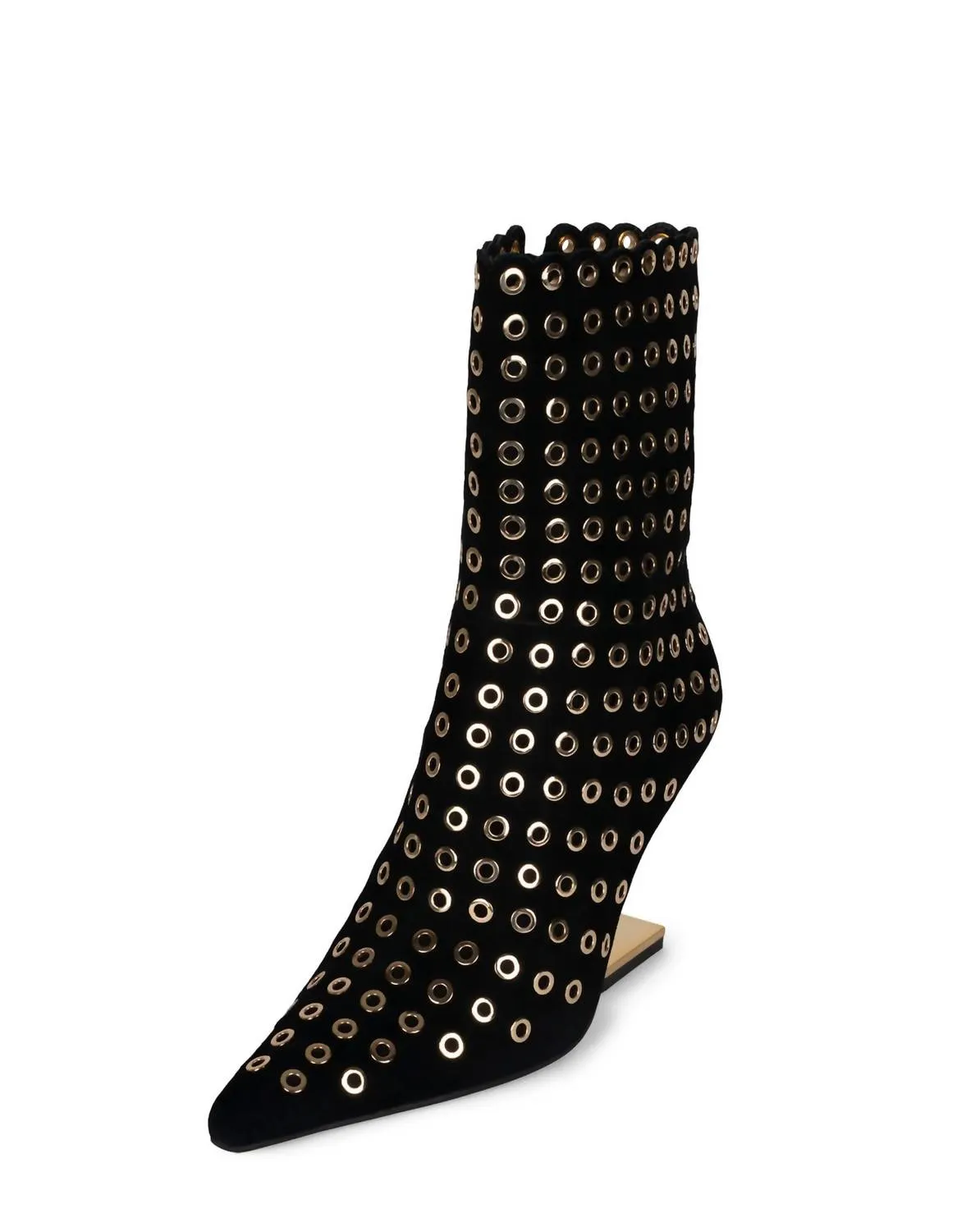 Compass-E Pointed Toe Boot In Black Suede Gold