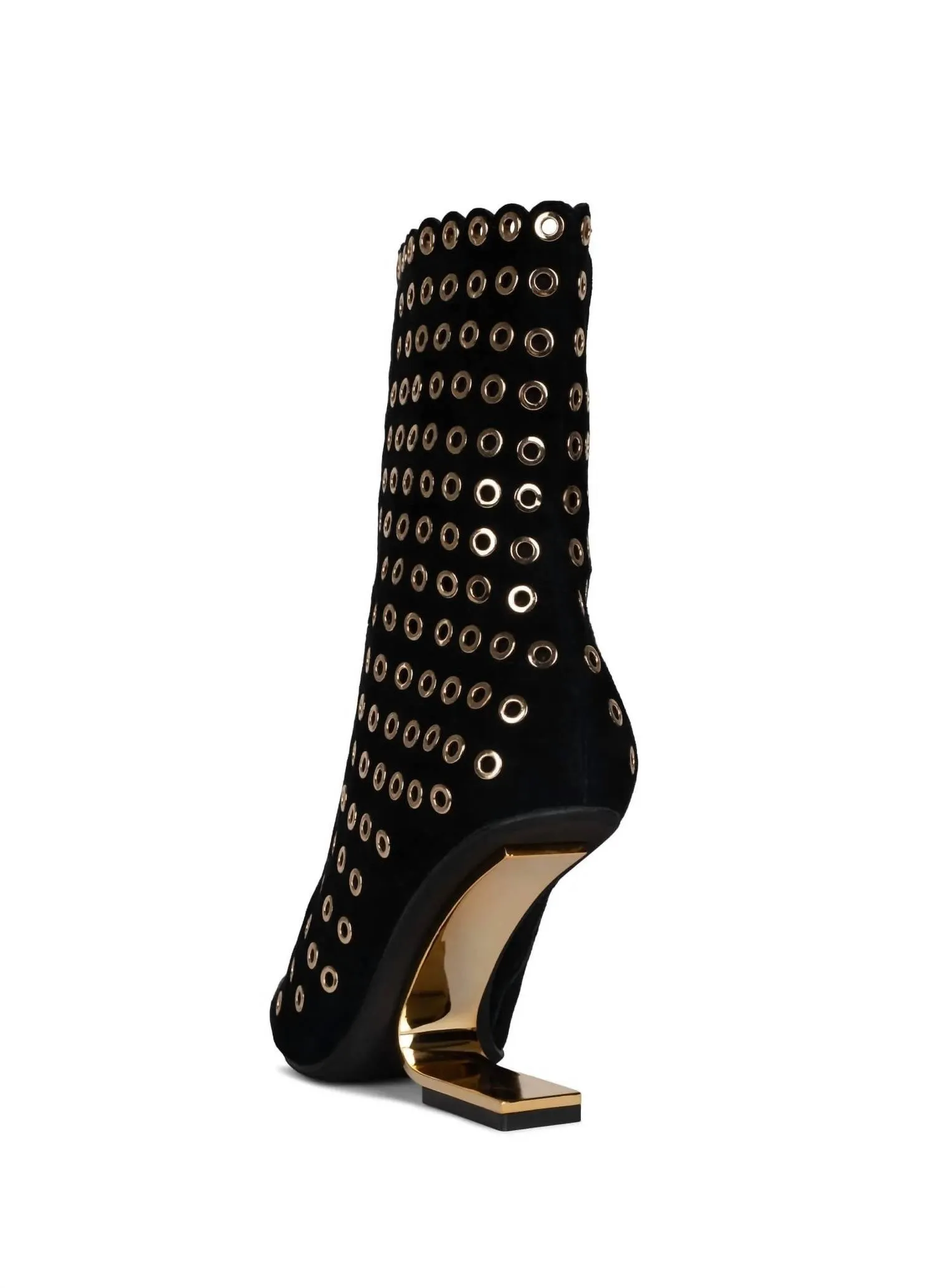 Compass-E Pointed Toe Boot In Black Suede Gold