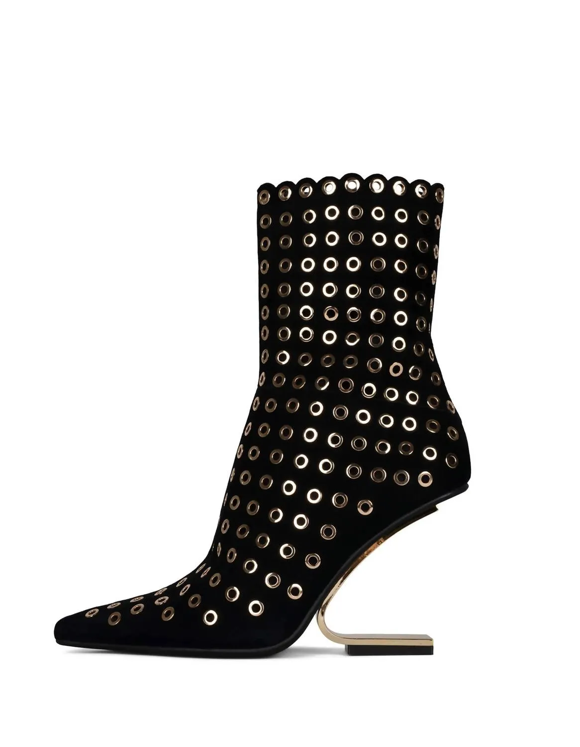 Compass-E Pointed Toe Boot In Black Suede Gold