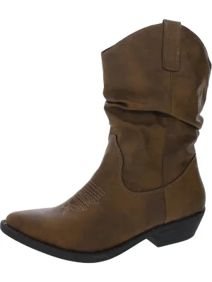 Dannaa Womens Faux Leather Embroidered Cowboy, Western Boots