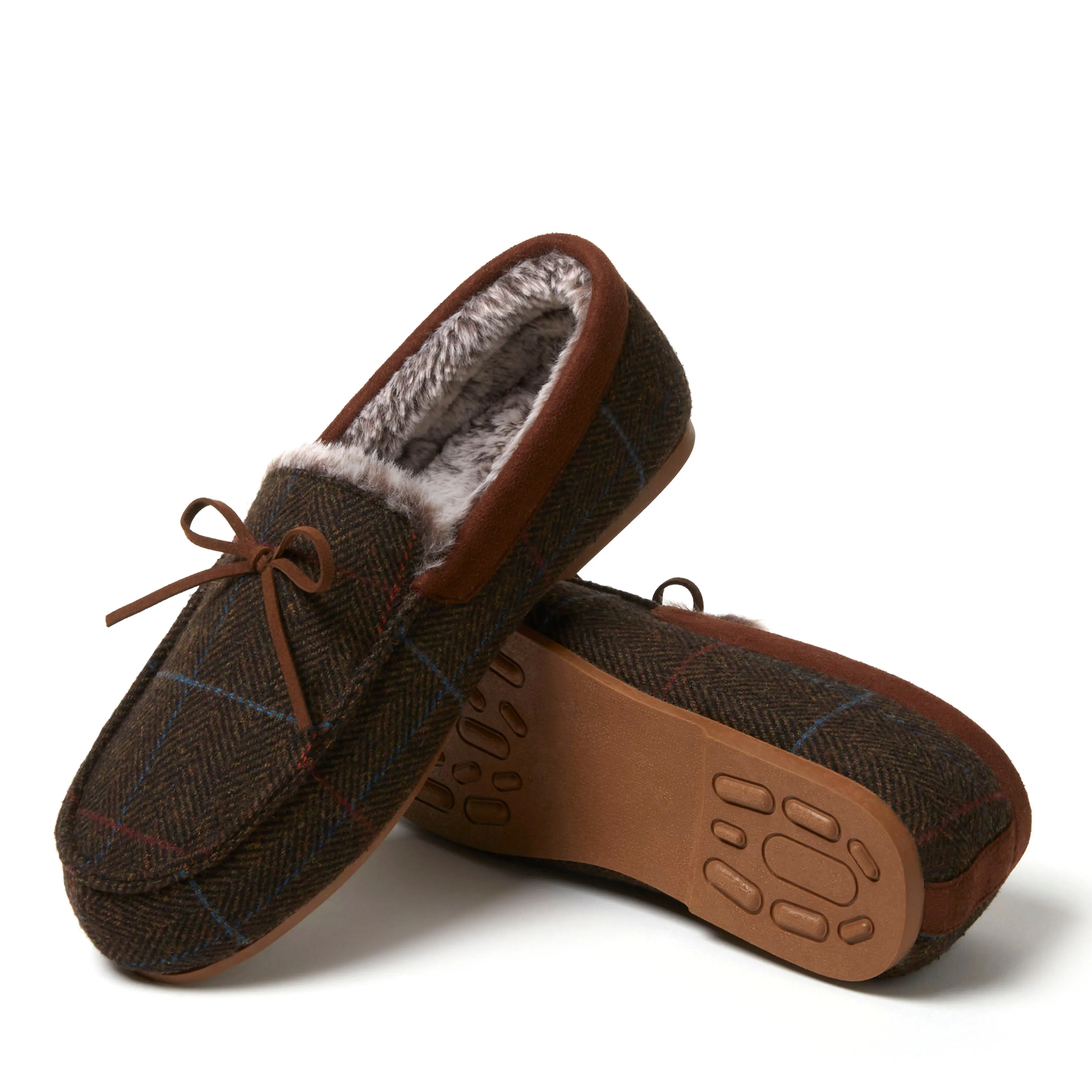 Dearfoams Men's Atlas Plaid Driving Moccasin House Shoe Slipper