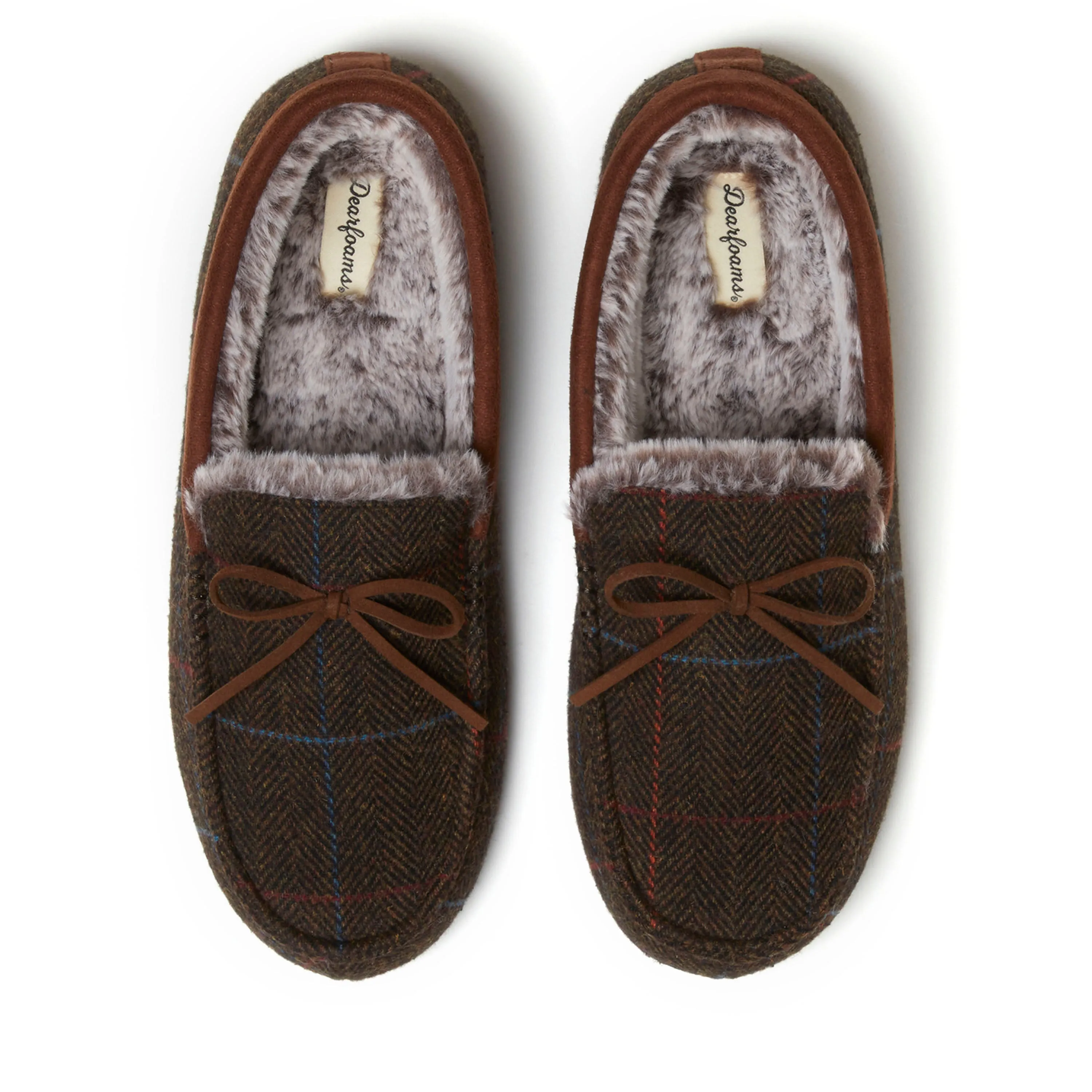 Dearfoams Men's Atlas Plaid Driving Moccasin House Shoe Slipper