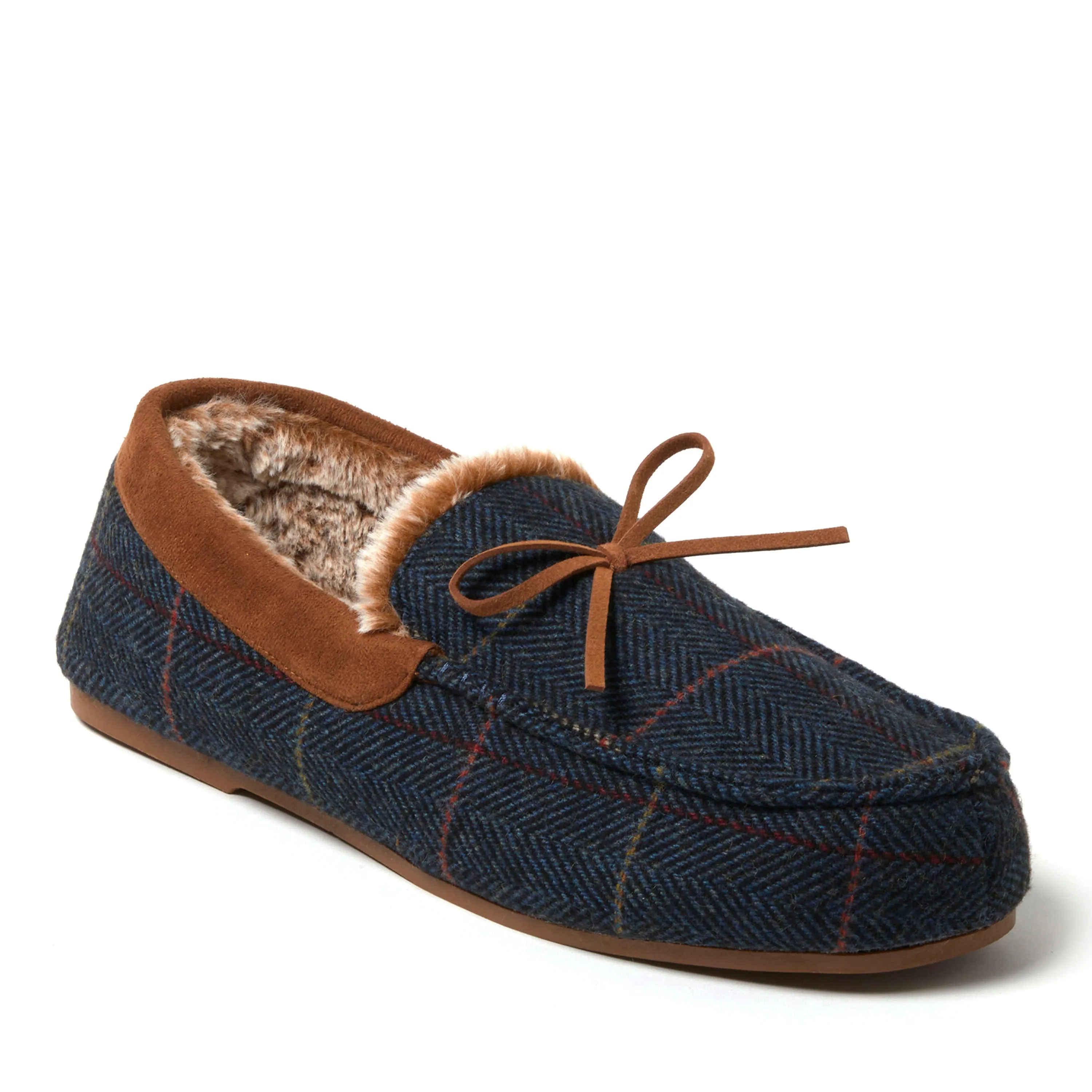 Dearfoams Men's Atlas Plaid Driving Moccasin House Shoe Slipper