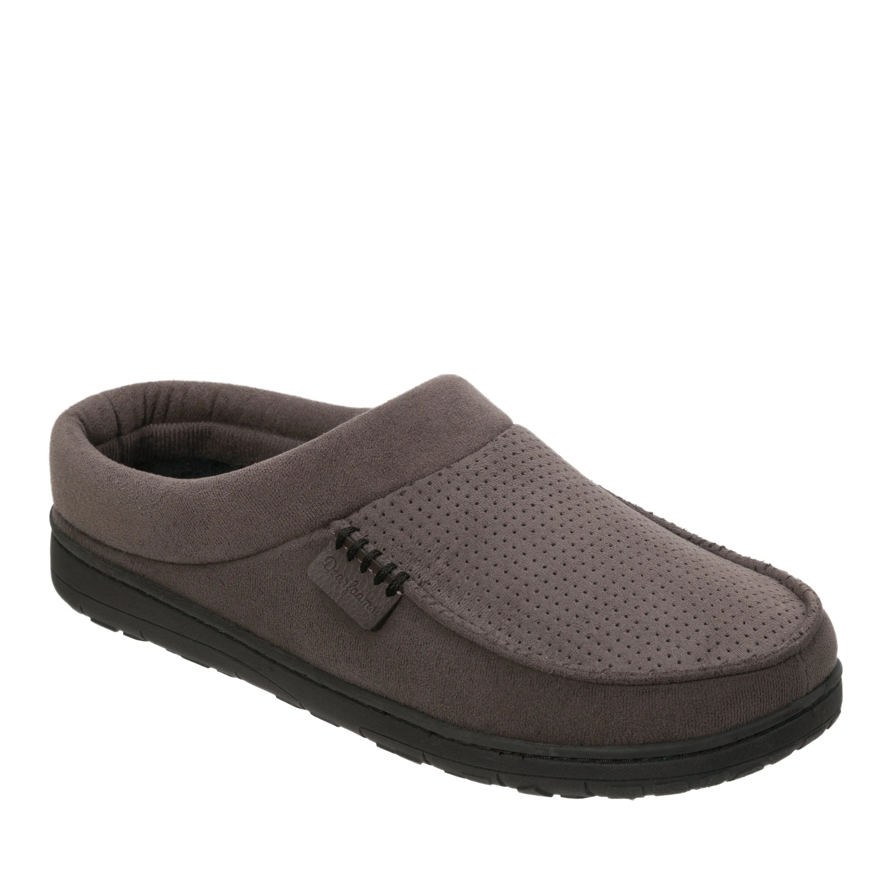 Dearfoams Mens Brendan Perforated Microsuede Moc Toe Clog