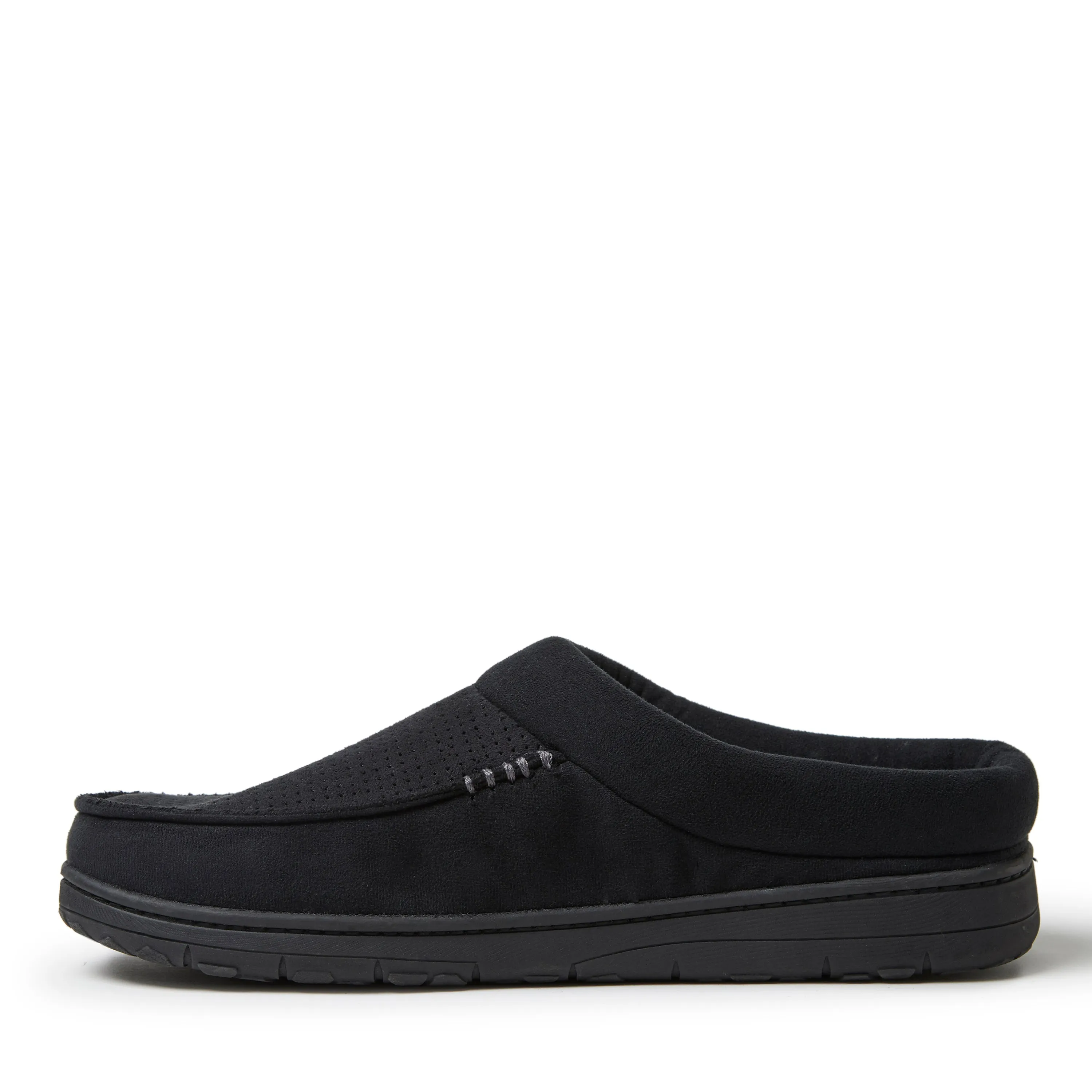 Dearfoams Mens Brendan Perforated Microsuede Moc Toe Clog