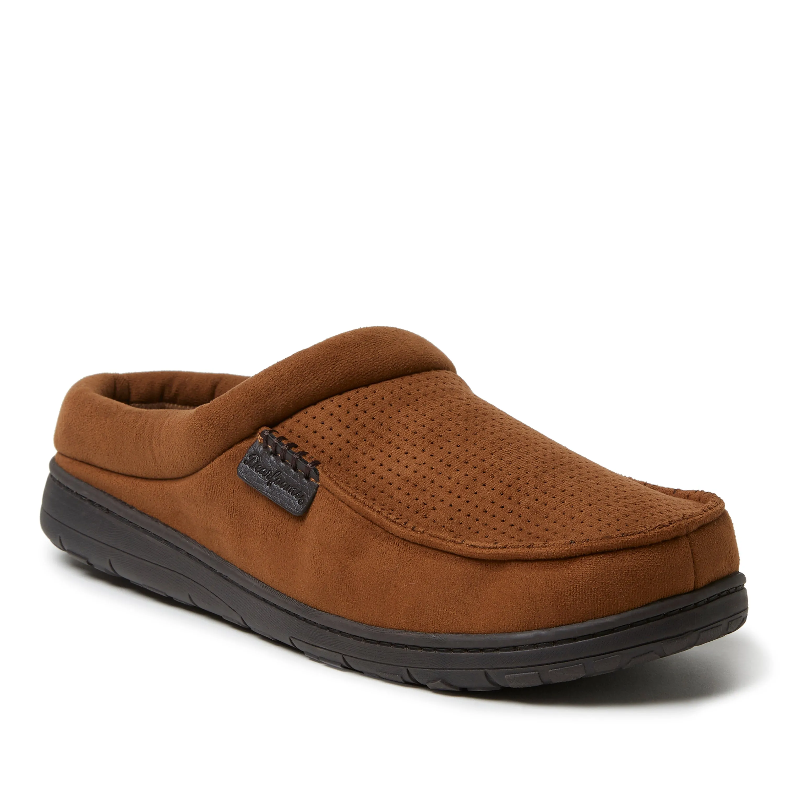 Dearfoams Mens Brendan Perforated Microsuede Moc Toe Clog