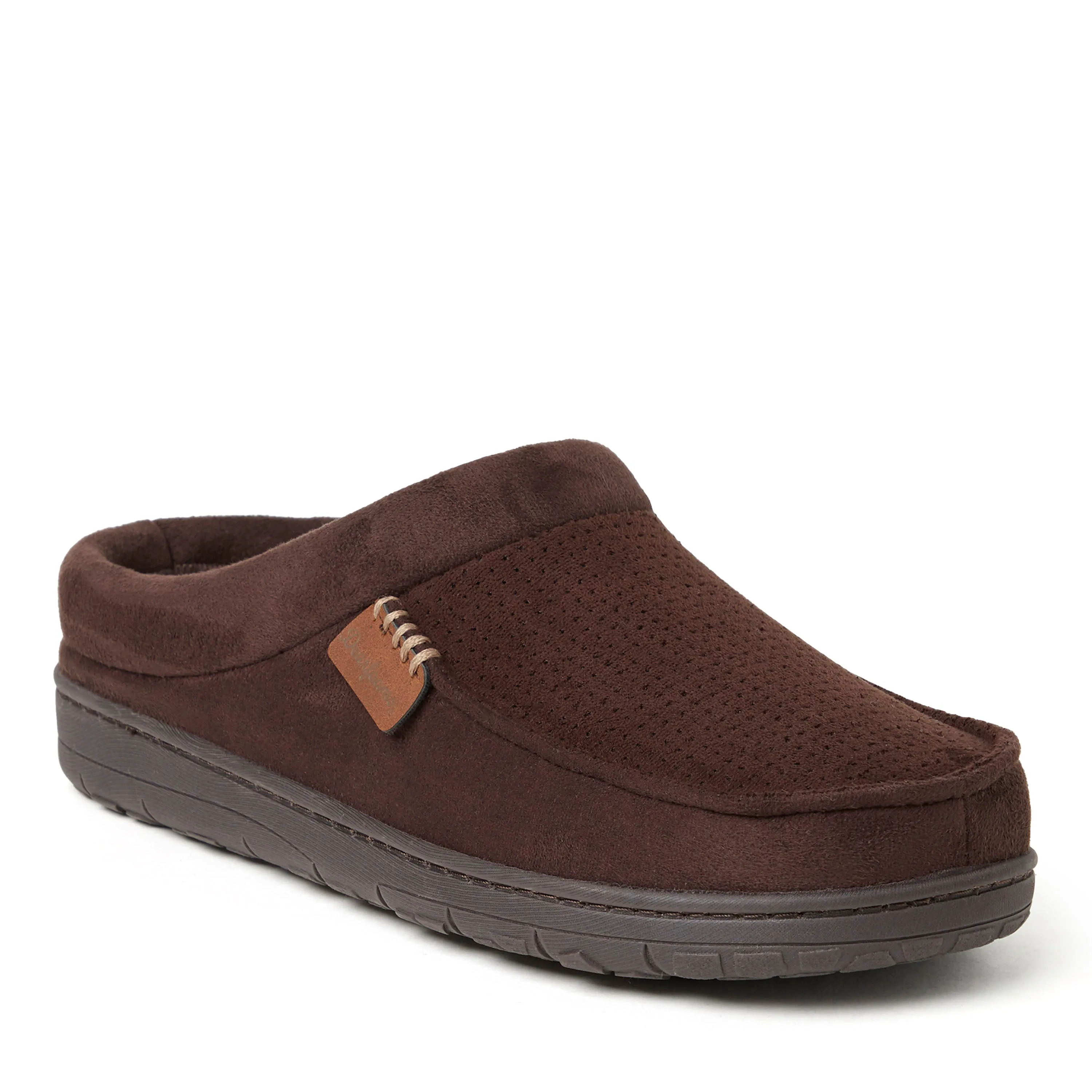 Dearfoams Mens Brendan Perforated Microsuede Moc Toe Clog