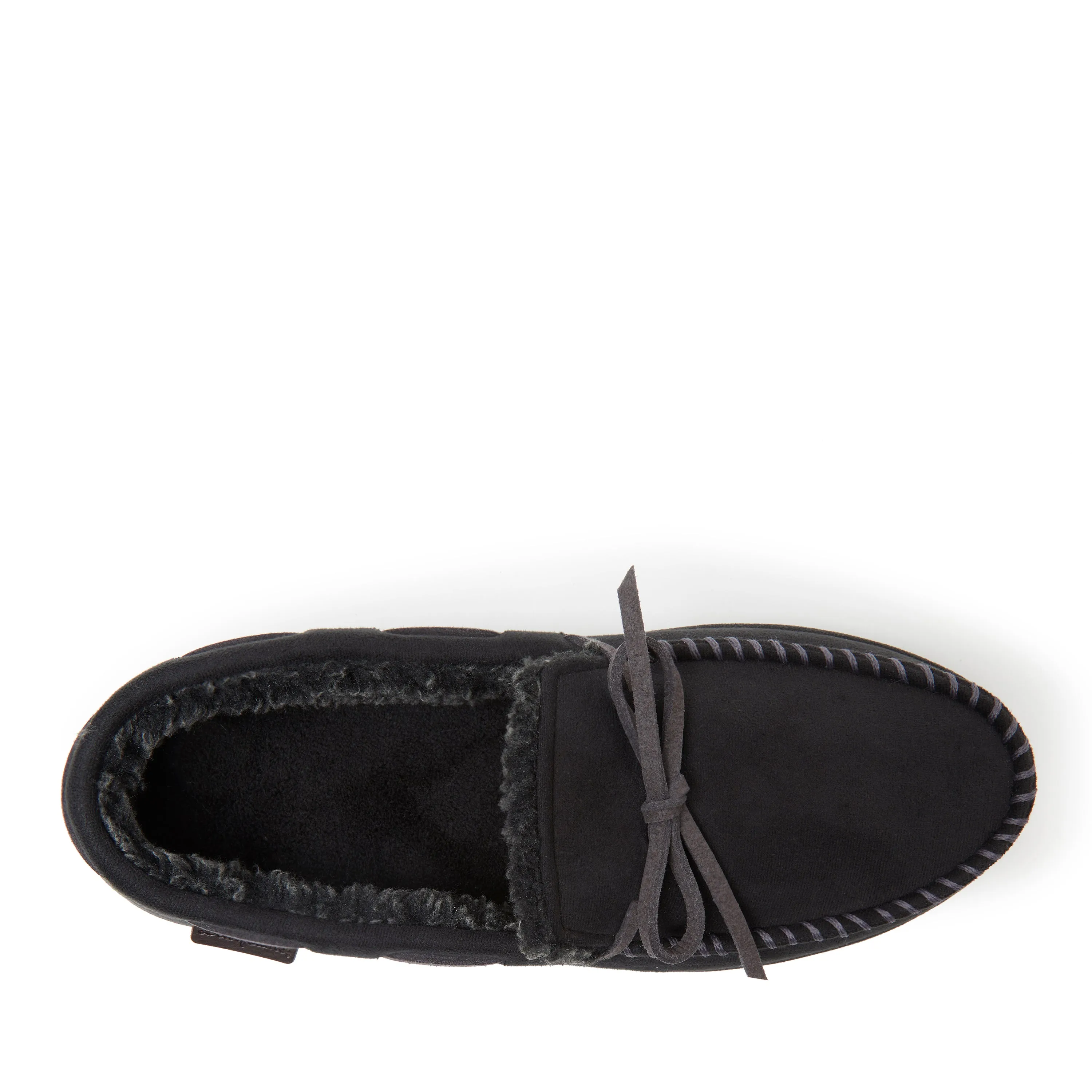 Dearfoams Men's Toby Microsuede Moccasin Slippers with Tie