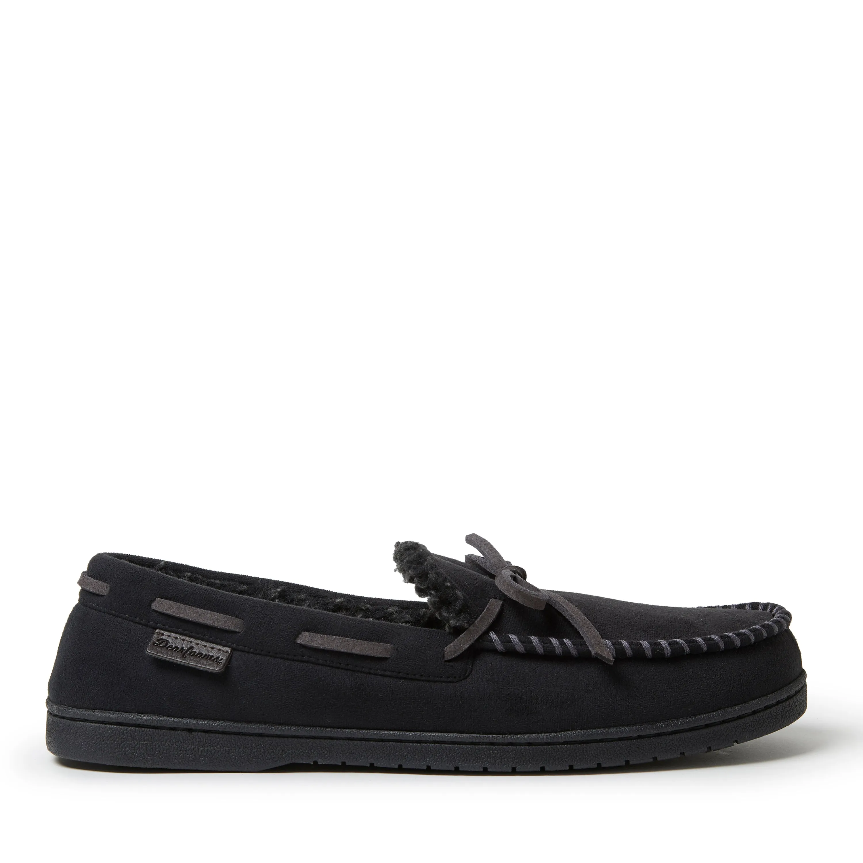 Dearfoams Men's Toby Microsuede Moccasin Slippers with Tie