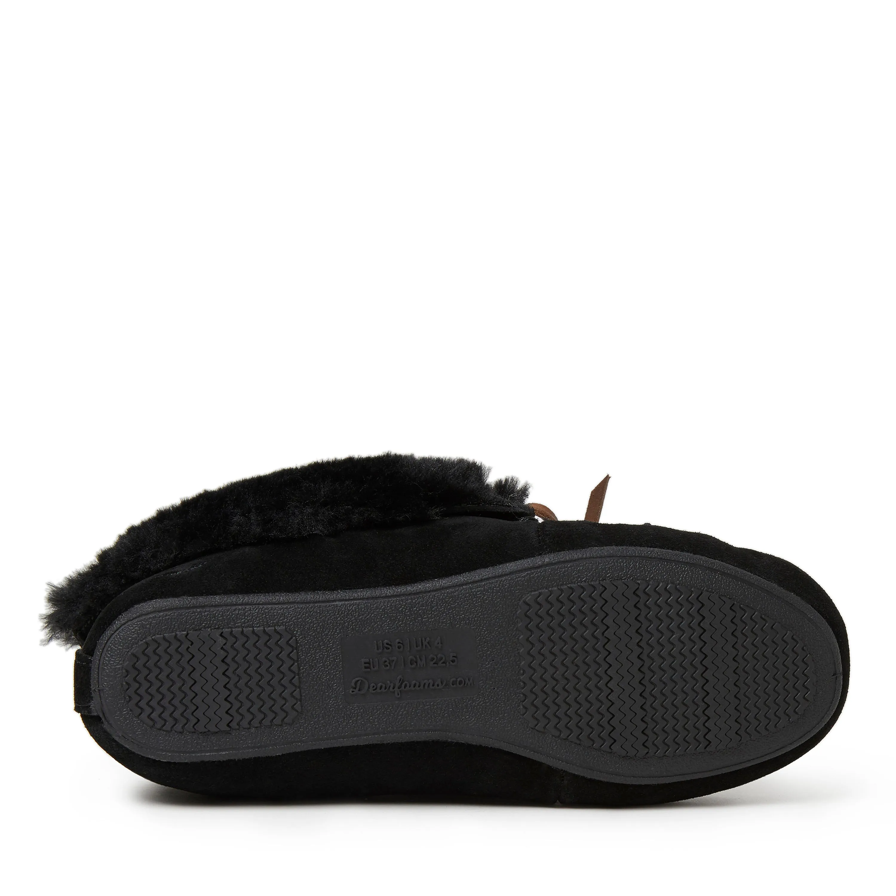 Dearfoams Women's Genuine Suede Foldover Moc with Tie
