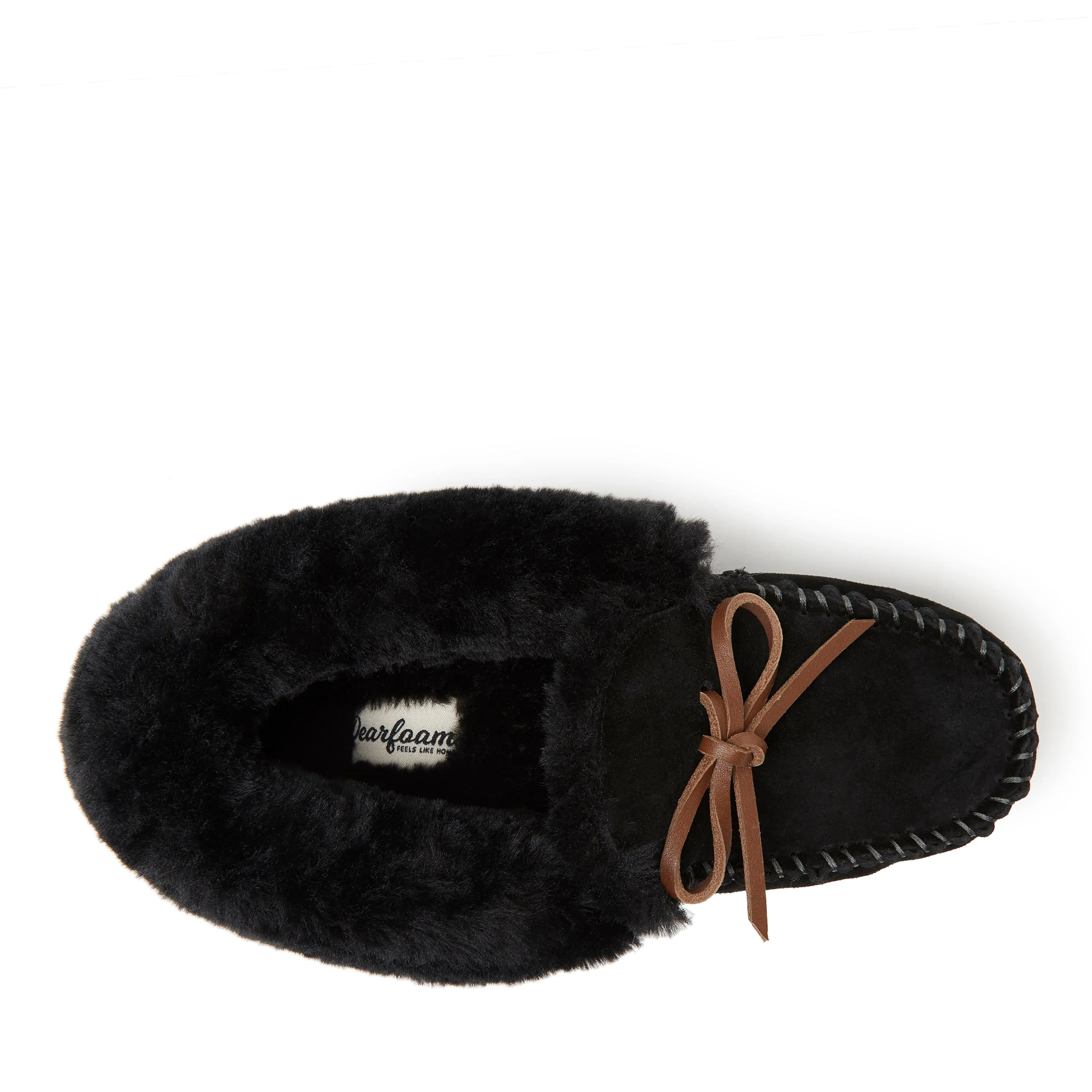 Dearfoams Women's Genuine Suede Foldover Moc with Tie