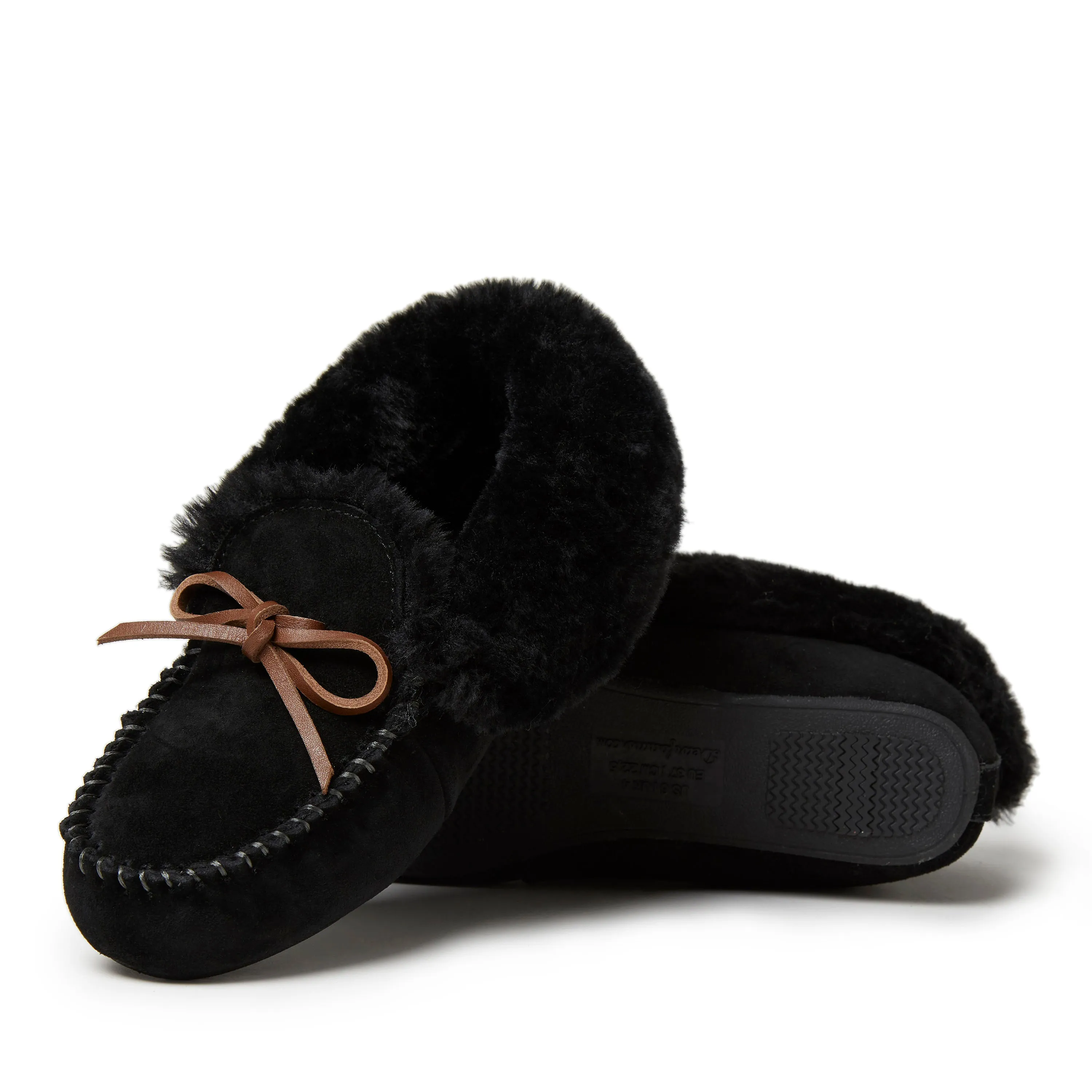 Dearfoams Women's Genuine Suede Foldover Moc with Tie