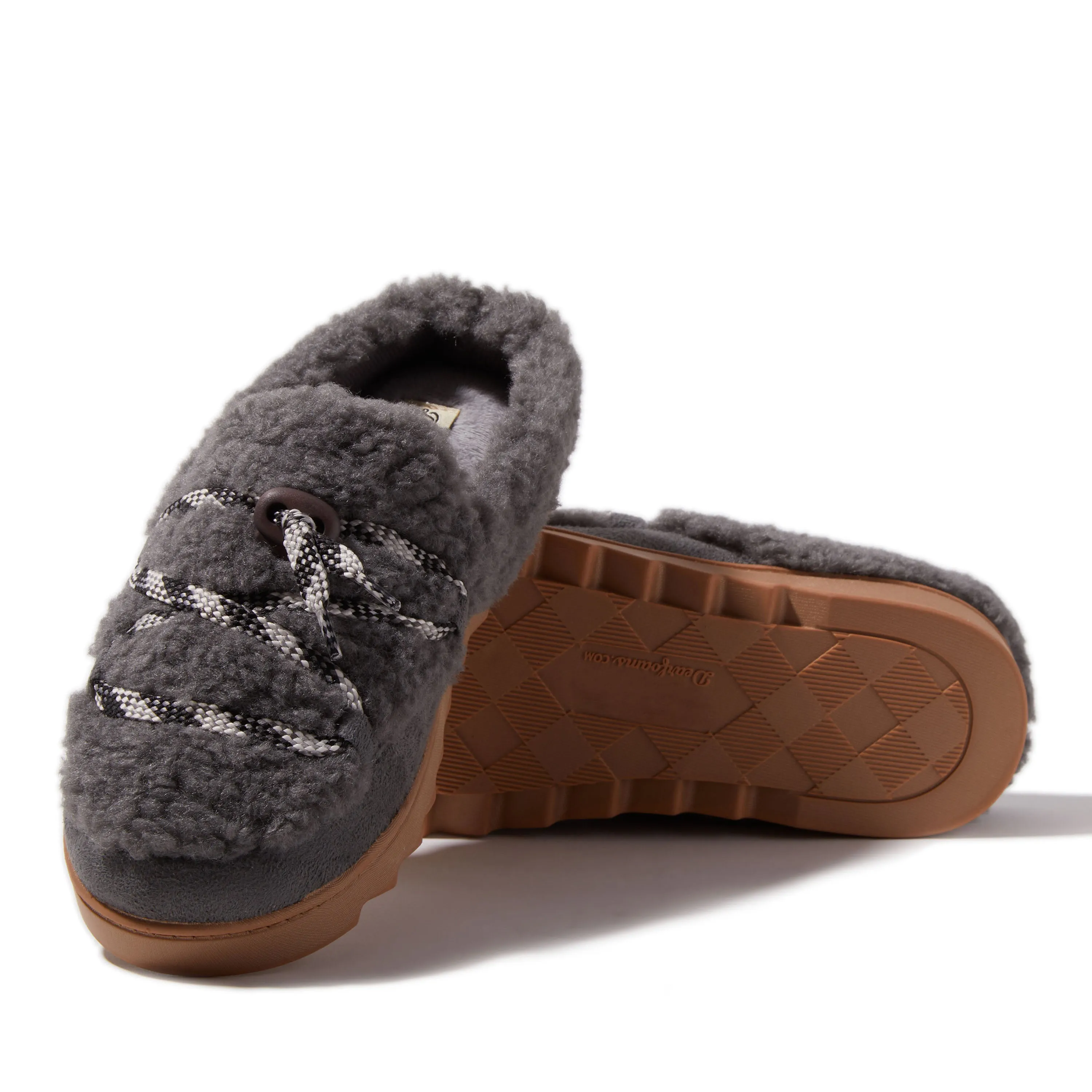 Dearfoams Women's Giselle Lace Up Teddy Clog Slipper