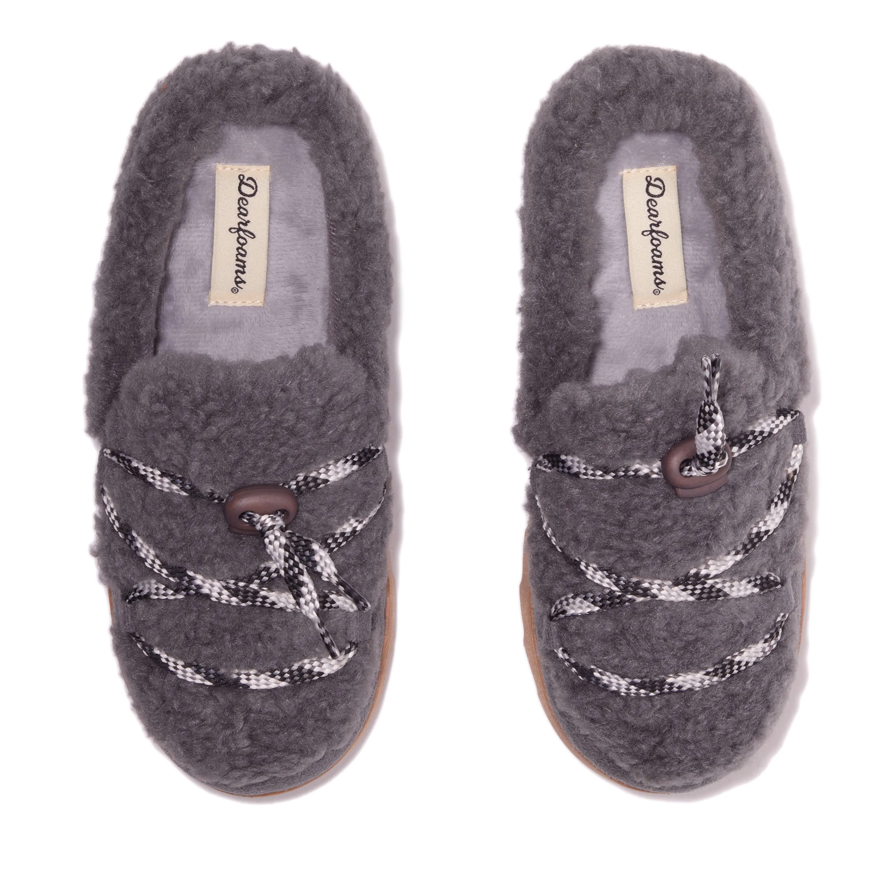 Dearfoams Women's Giselle Lace Up Teddy Clog Slipper