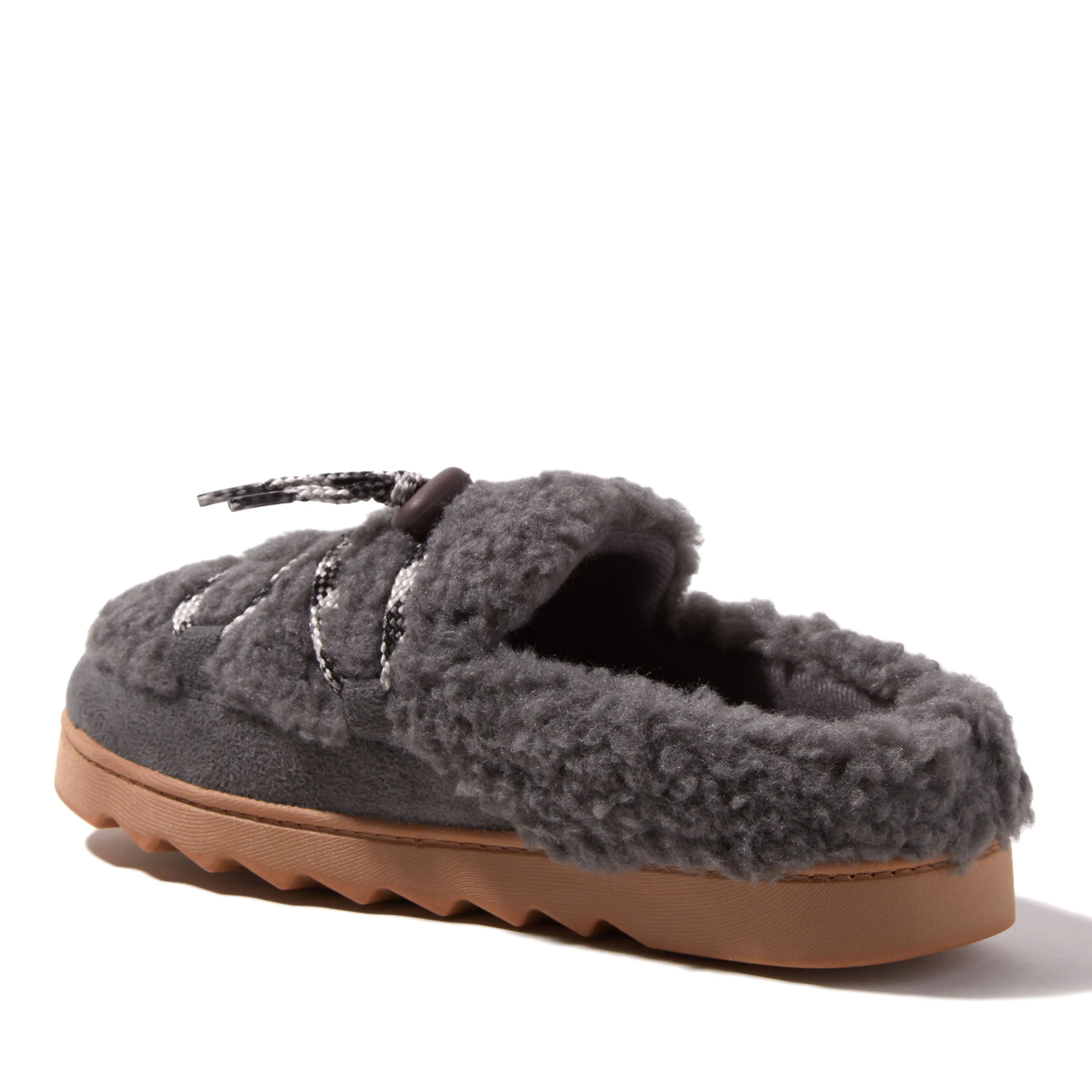 Dearfoams Women's Giselle Lace Up Teddy Clog Slipper