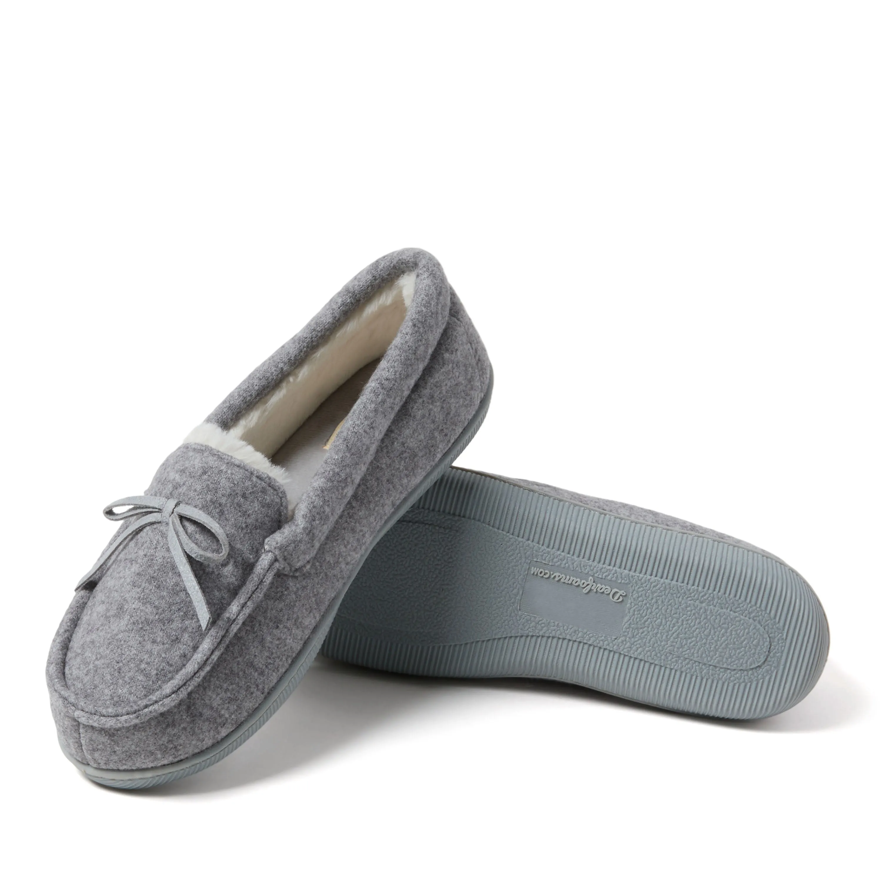 Dearfoams Women's Hayes Soft Knit Moccasin House Shoe Slipper