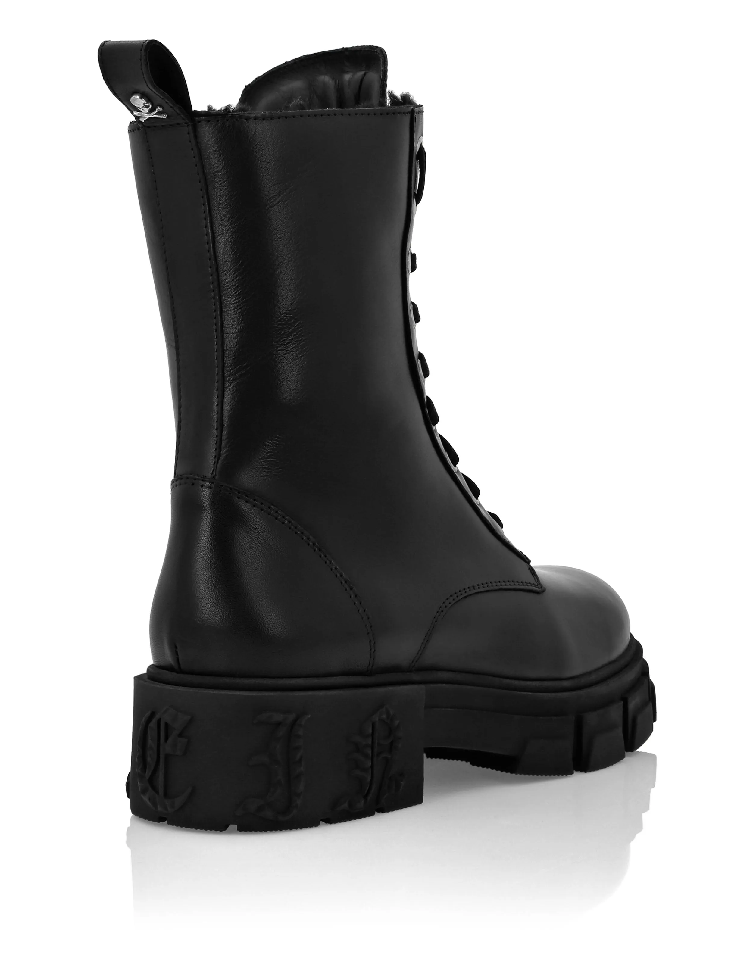 Deer Leather Boots Mid Flat Gothic Plein