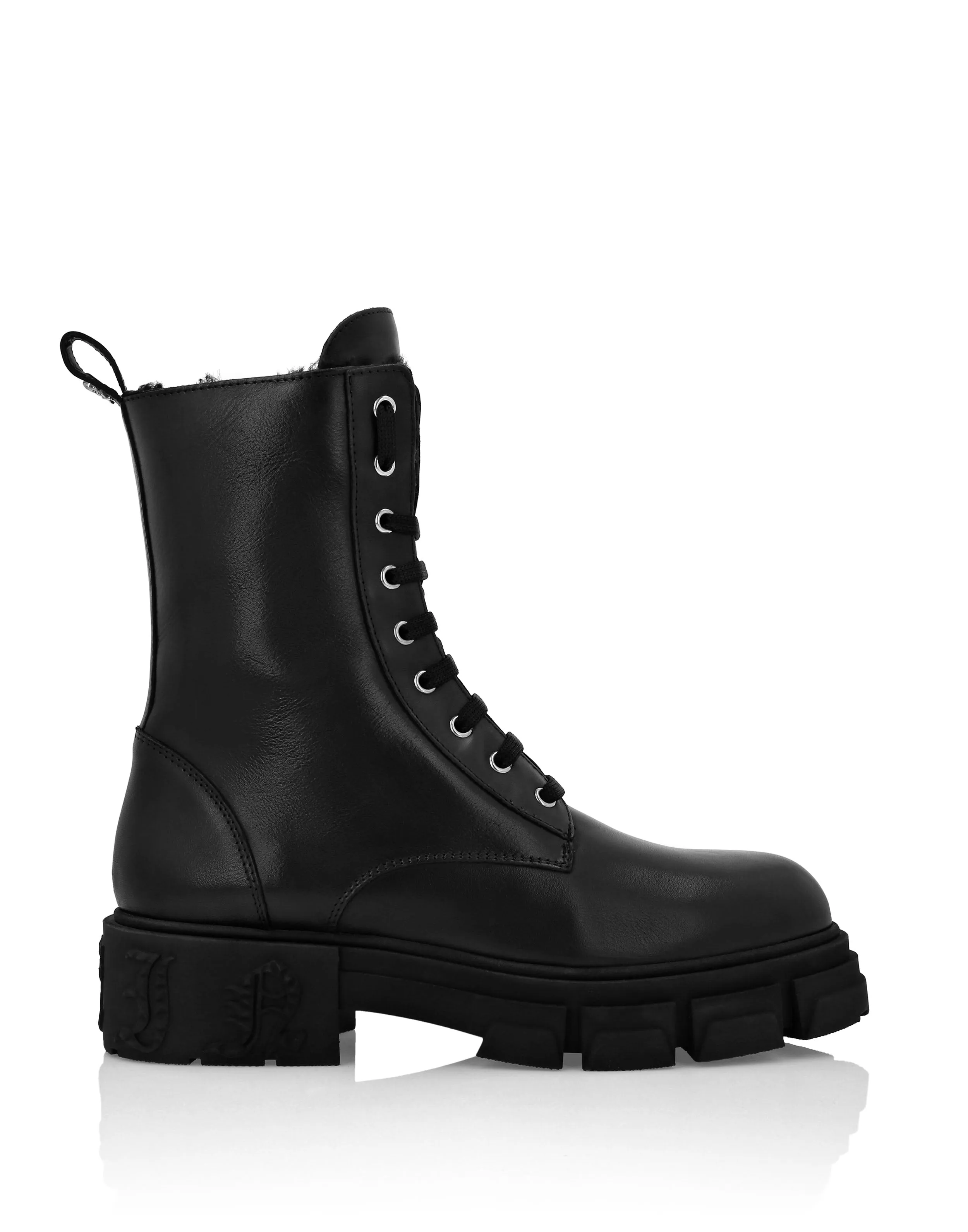 Deer Leather Boots Mid Flat Gothic Plein