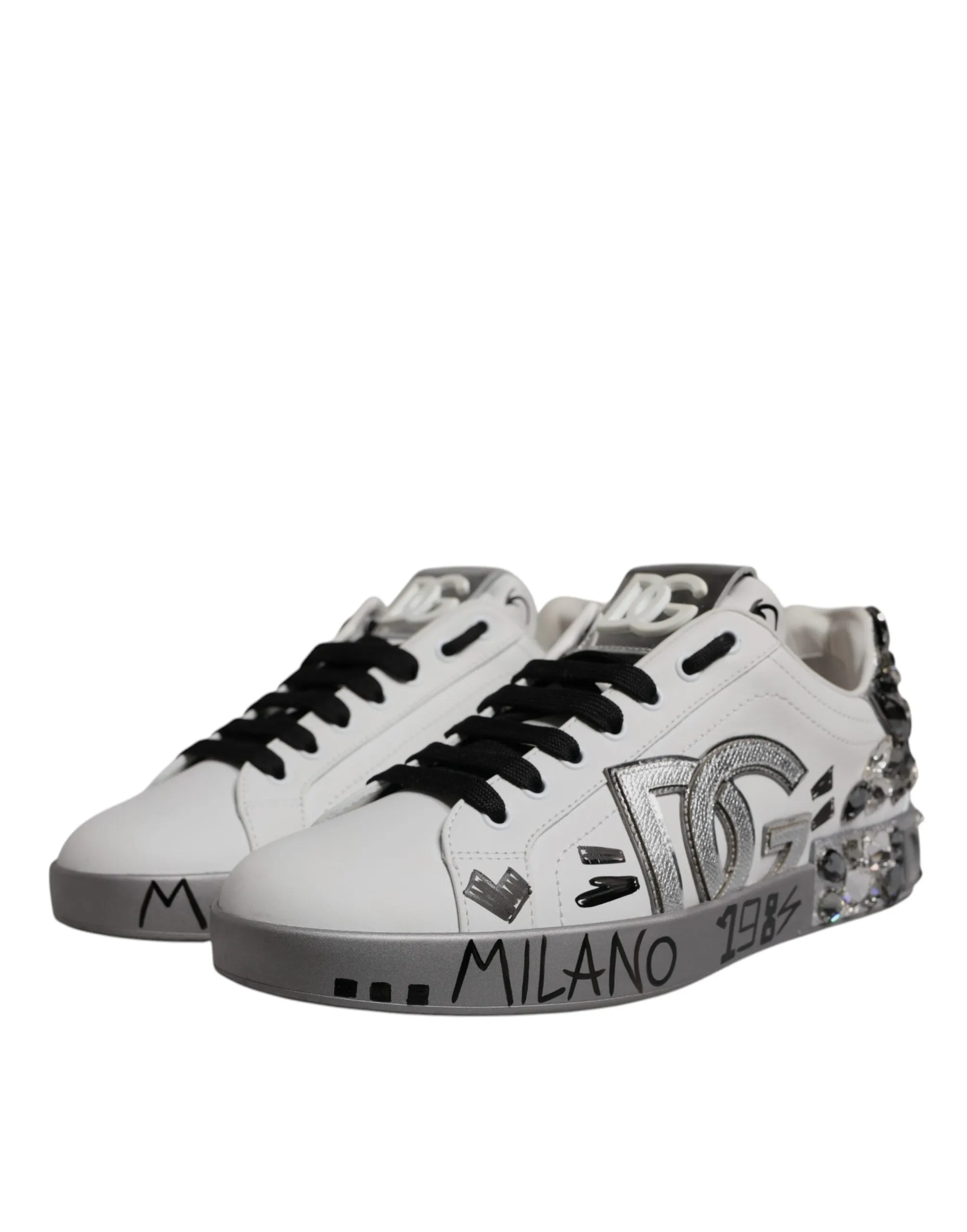 Dolce & Gabbana  Crystal Logo Portofino Sneakers Men's Shoes (Pre-Owned)